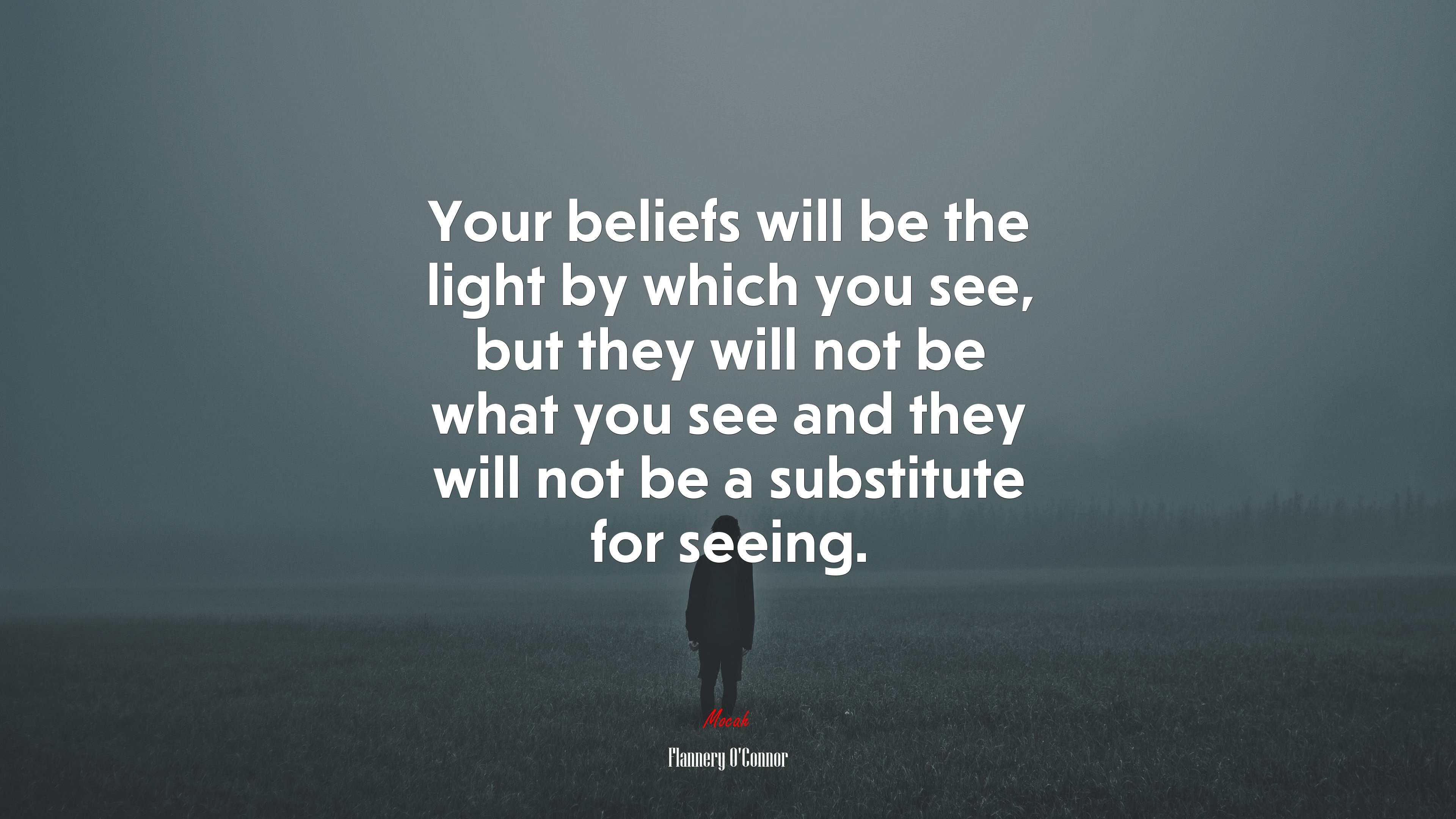 Your beliefs will be the light by which you see, but they will not be what you see and they will not be a substitute for seeing. | Flannery OConnor quote HD Wallpaper