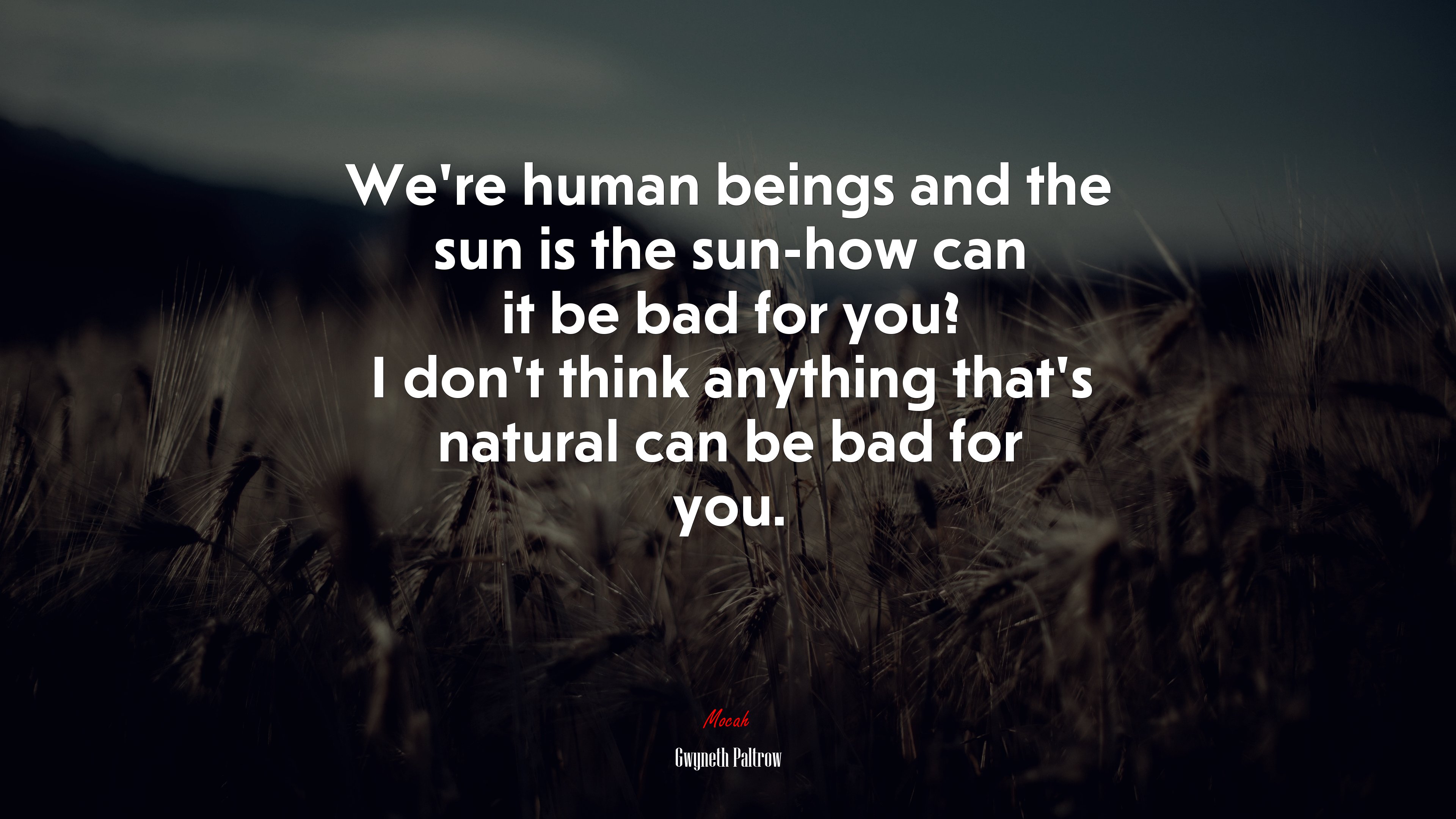 We’re human beings and the sun is the sun-how can it be bad for you? I don’t think anything that’s natural can be bad for you. | Gwyneth Paltrow quote HD Wallpaper