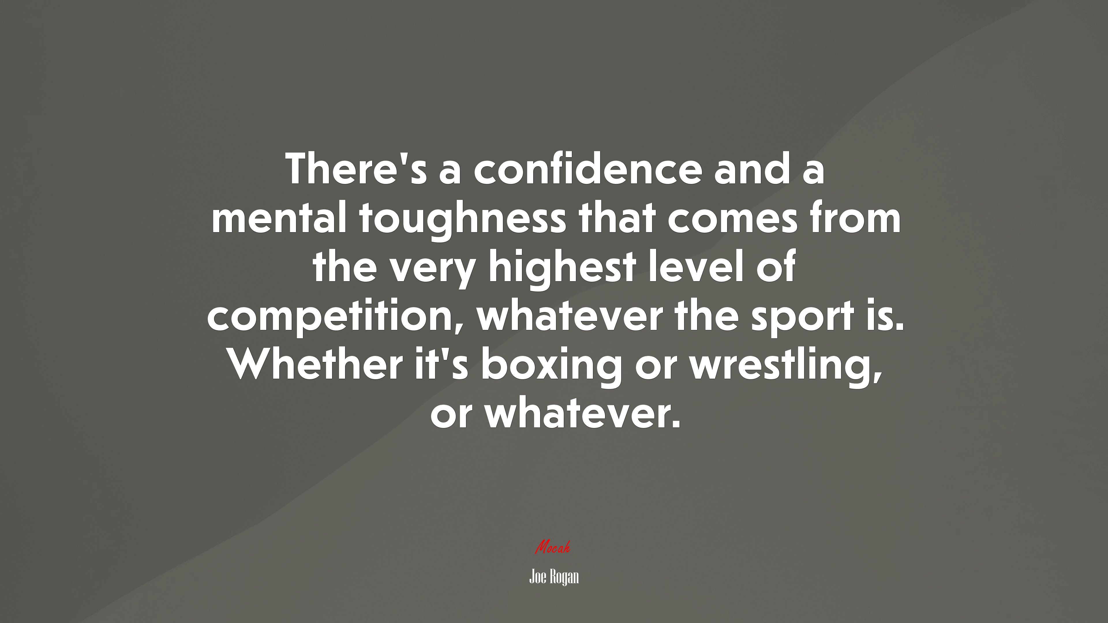 There’s a confidence and a mental toughness that comes from the very highest level of competition, whatever the sport is. Whether it’s boxing or wrestling, or whatever. | Joe Rogan quote HD Wallpaper