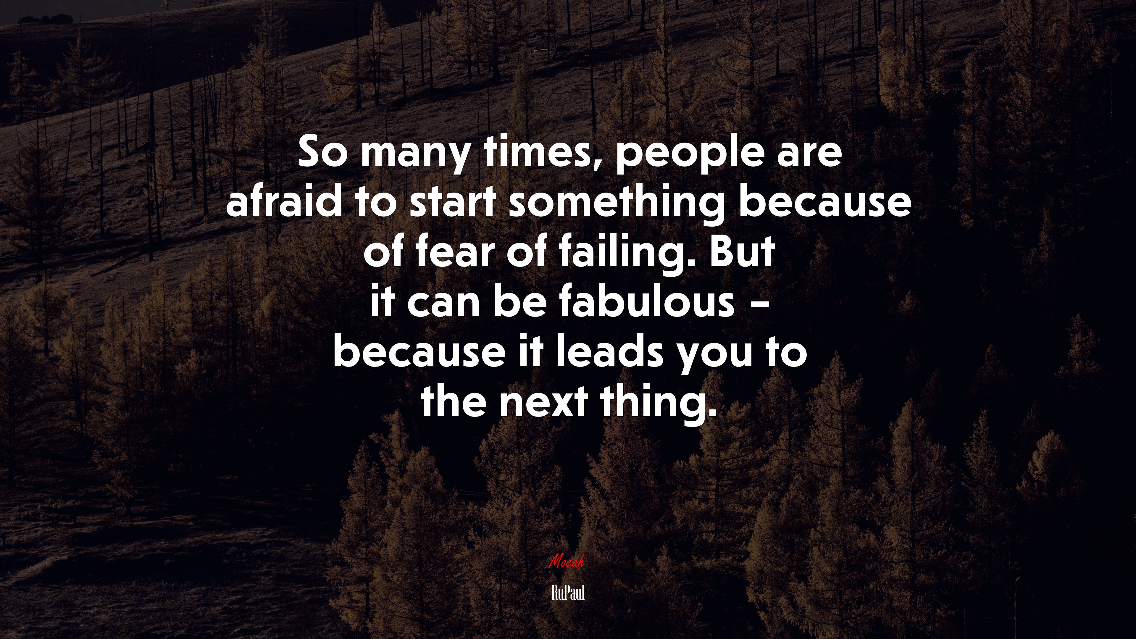 So many times, people are afraid to start something because of fear of failing. But it can be fabulous – because it leads you to the next thing. | RuPaul quote HD Wallpaper