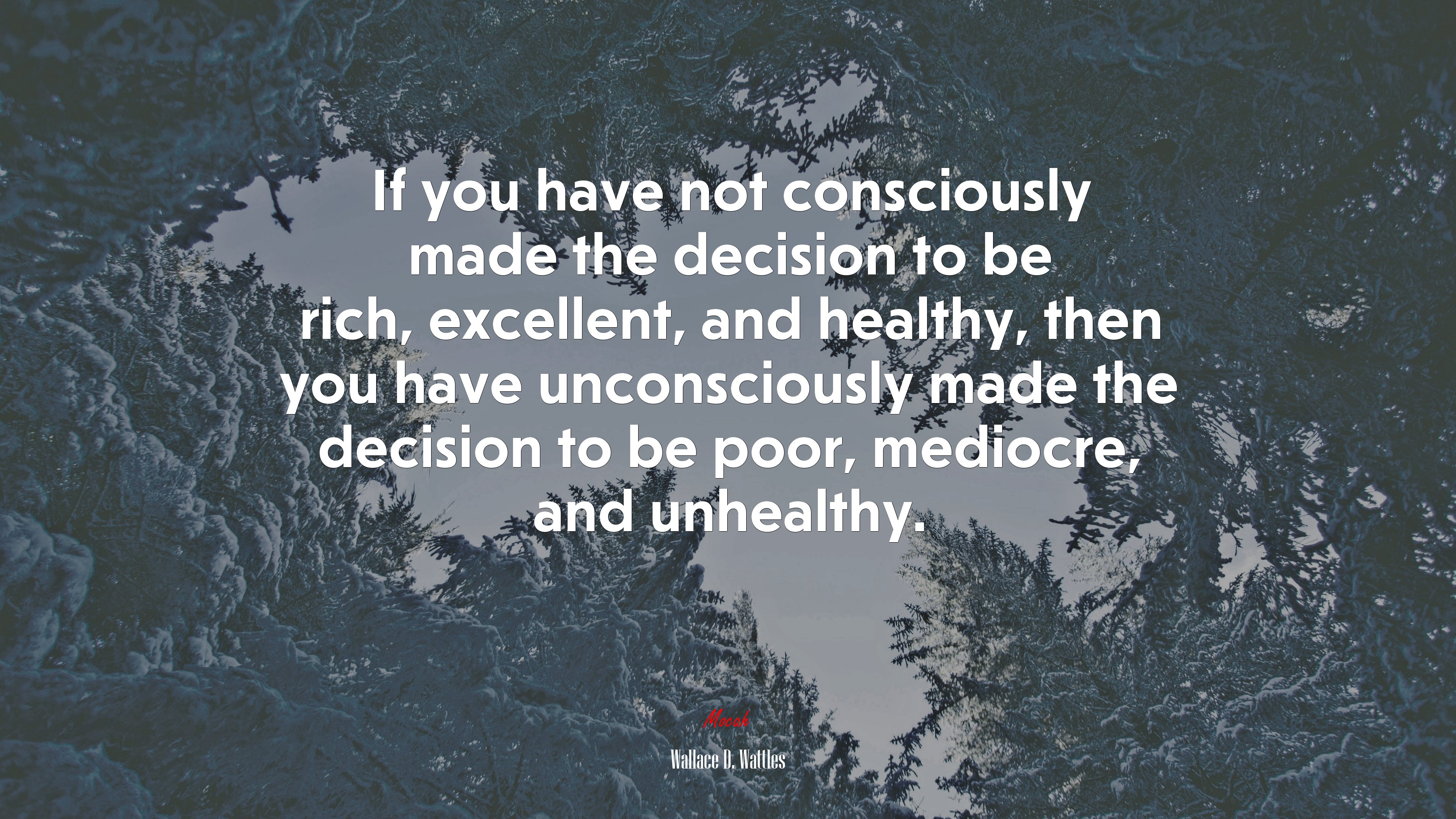 If you have not consciously made the decision to be rich, excellent, and healthy, then you have unconsciously made the decision to be poor, mediocre, and unhealthy. | Wallace D. Wattles quote HD Wallpaper