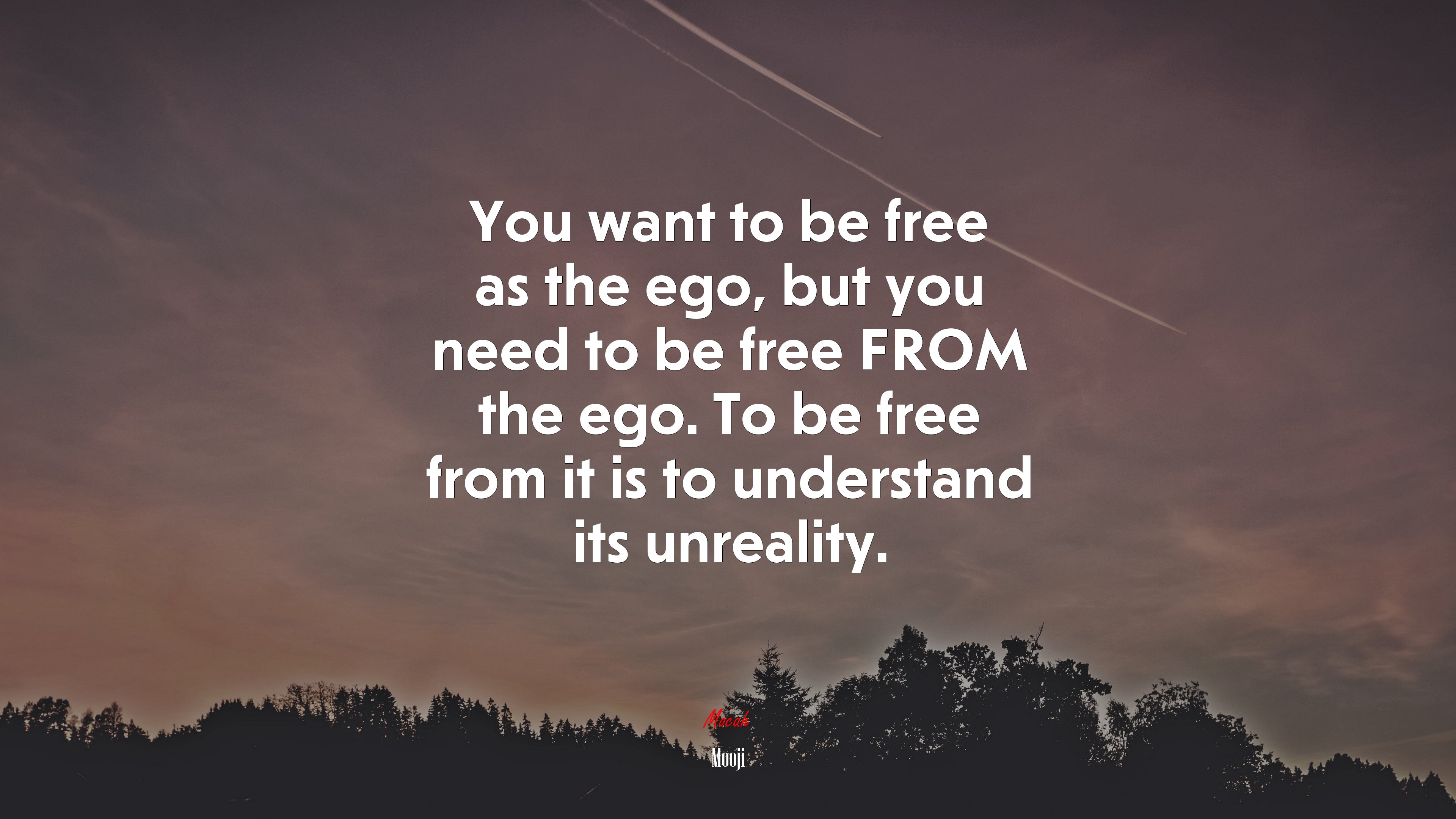 You want to be free as the ego, but you need to be free FROM the ego. To be free from it is to understand its unreality. | Mooji quote HD Wallpaper