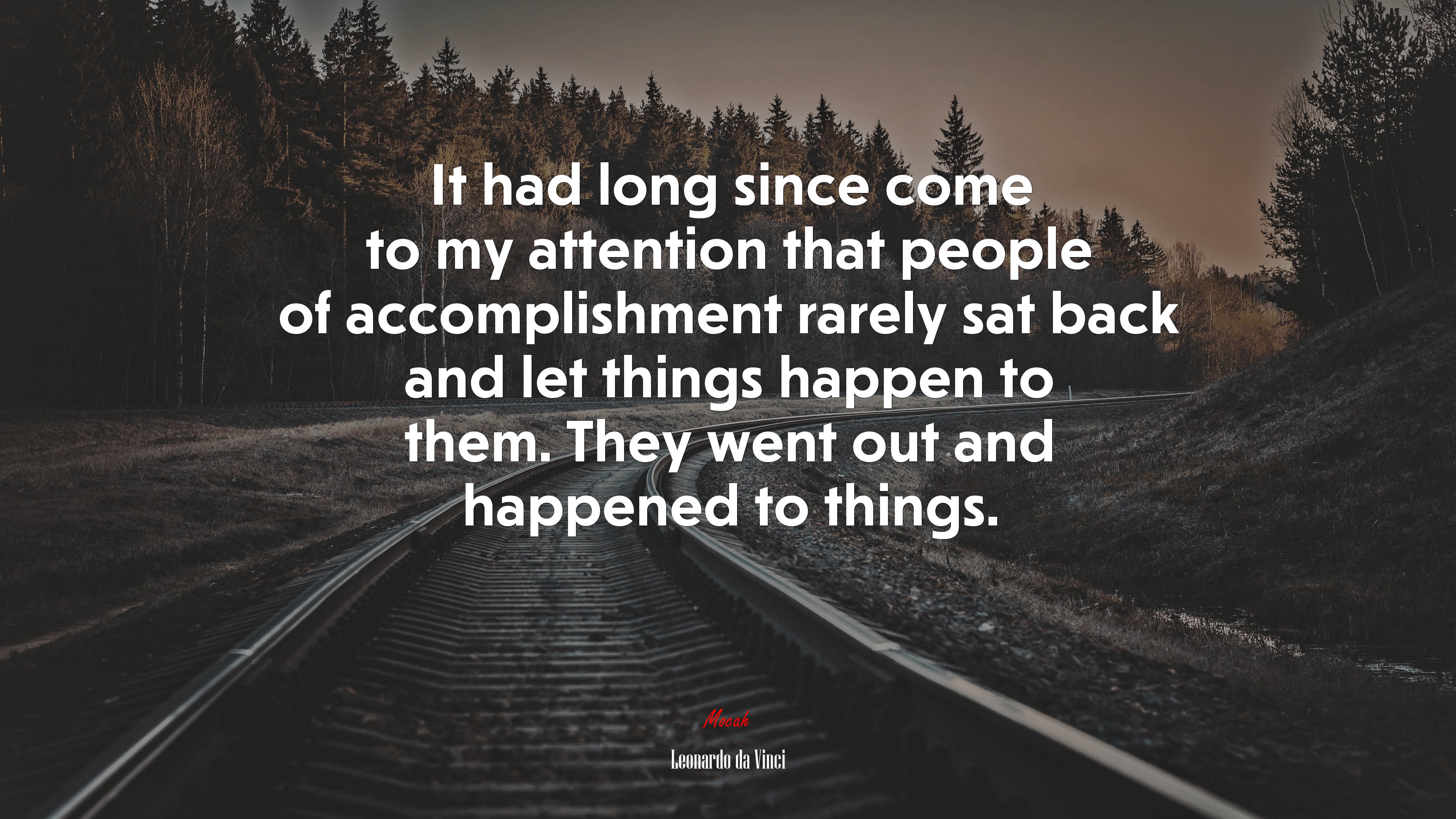 It had long since come to my attention that people of accomplishment rarely sat back and let things happen to them. They went out and happened to things. | Leonardo da Vinci quote HD Wallpaper