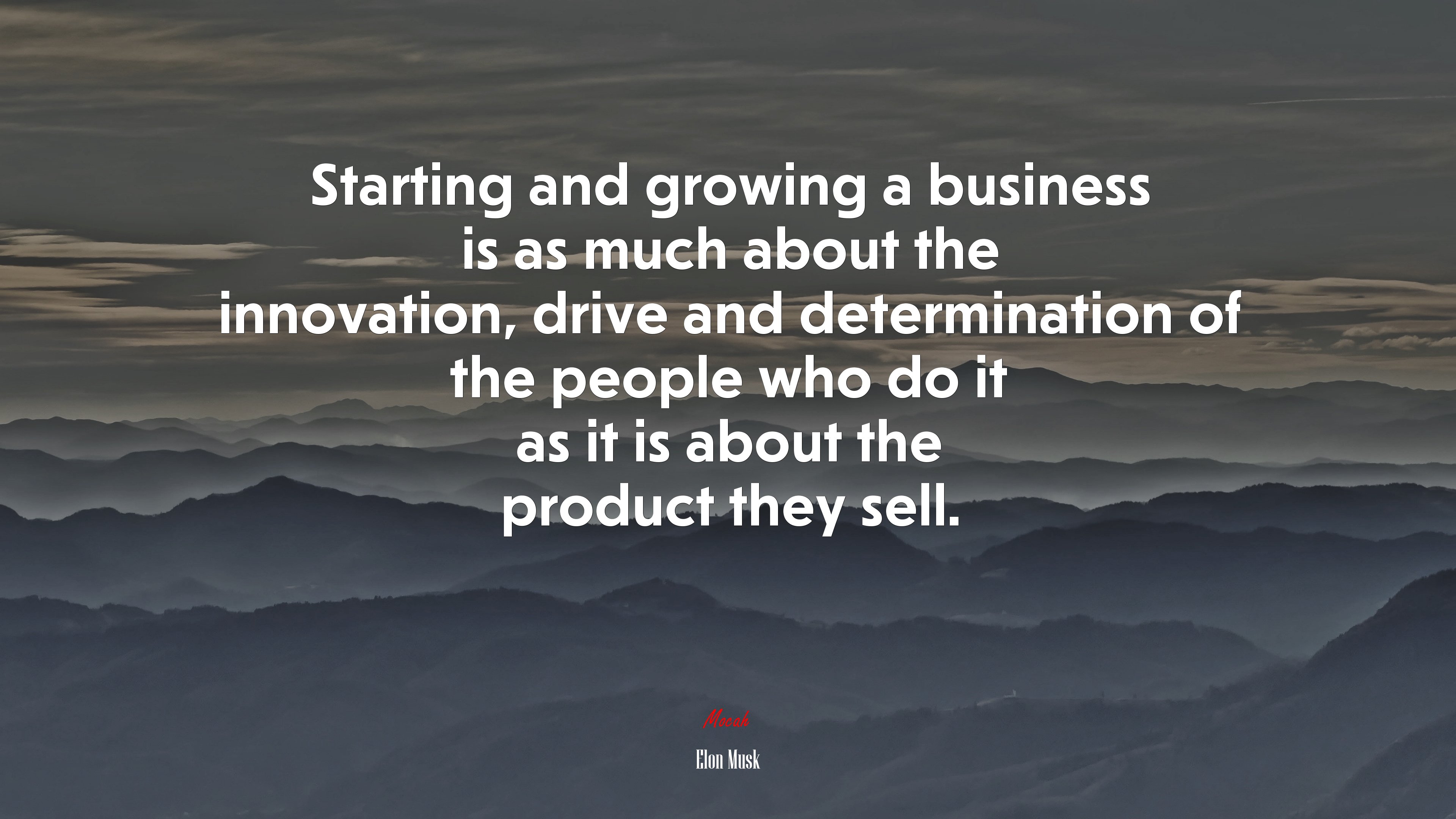 Starting and growing a business is as much about the innovation, drive and determination of the people who do it as it is about the product they sell. | Elon Musk quote HD Wallpaper
