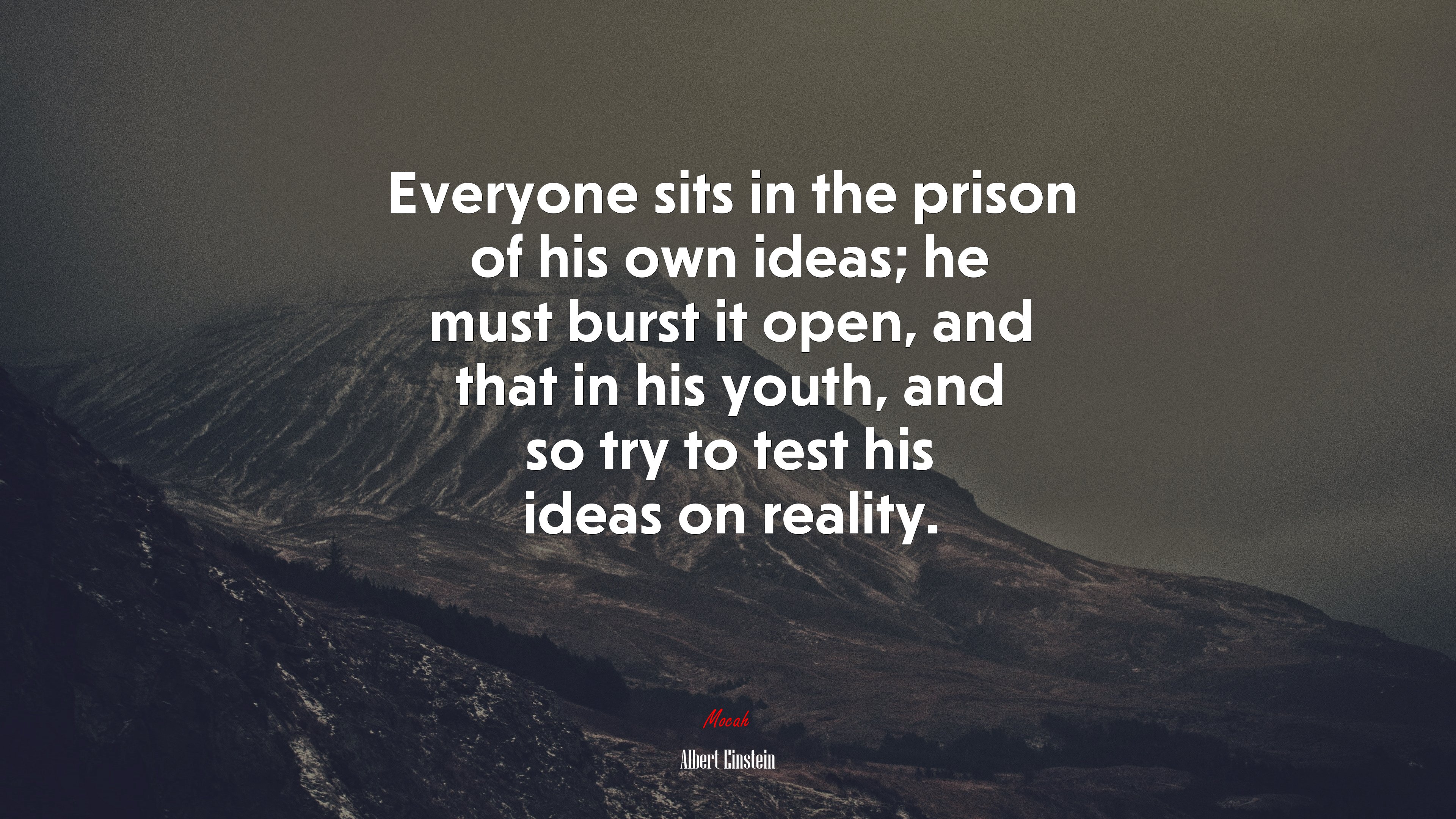 Everyone sits in the prison of his own ideas; he must burst it open, and that in his youth, and so try to test his ideas on reality. | Albert Einstein quote HD Wallpaper