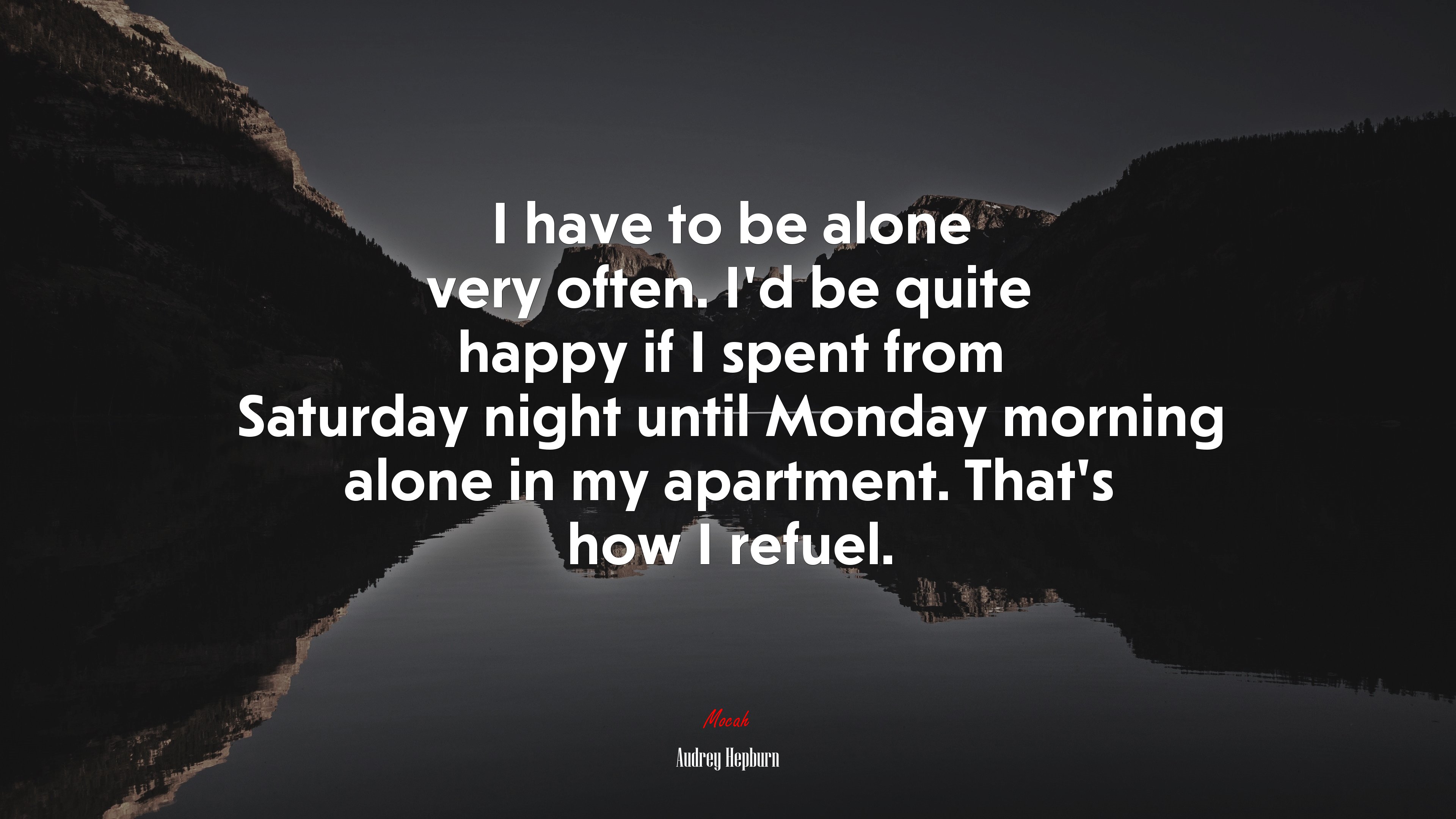 Audrey Hepburn Quote on Solitude and Refueling HD Wallpaper