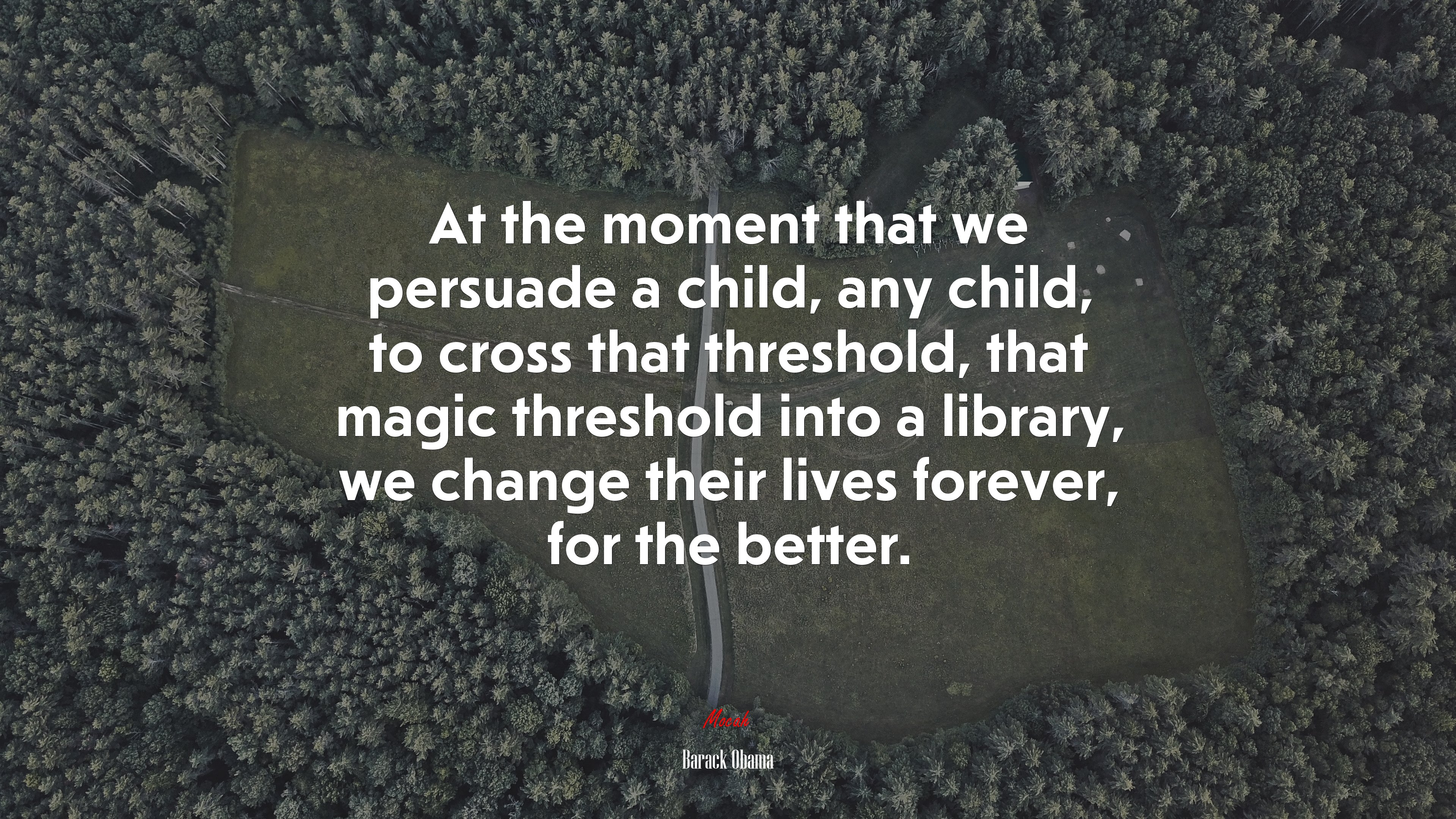 At the moment that we persuade a child, any child, to cross that threshold, that magic threshold into a library, we change their lives forever, for the better. | Barack Obama quote HD Wallpaper