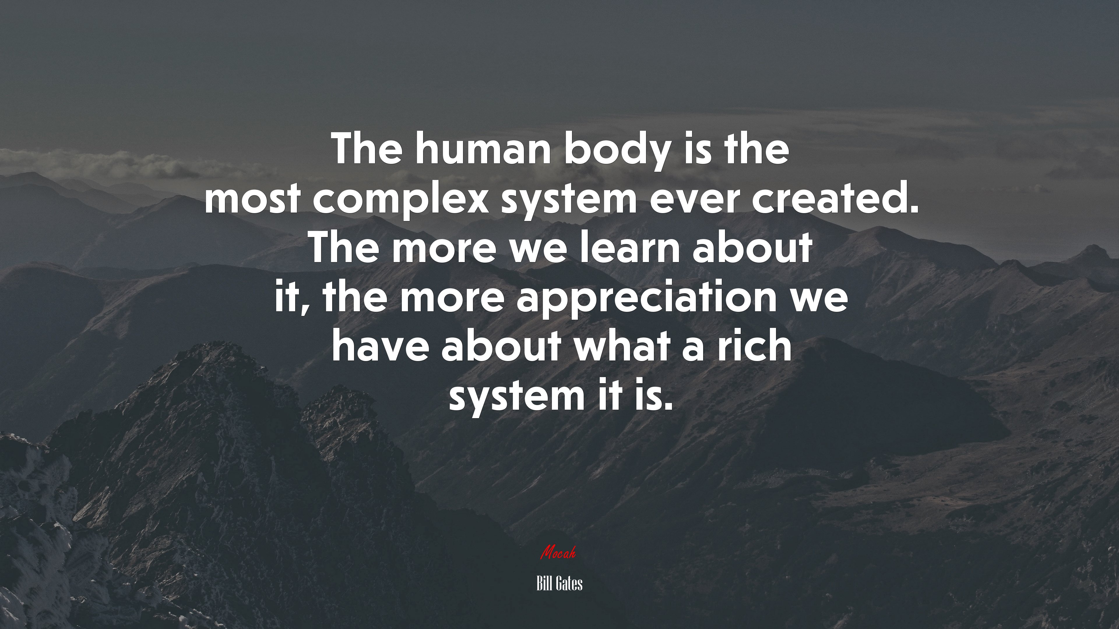 The human body is the most complex system ever created. The more we learn about it, the more appreciation we have about what a rich system it is. | Bill Gates quote HD Wallpaper