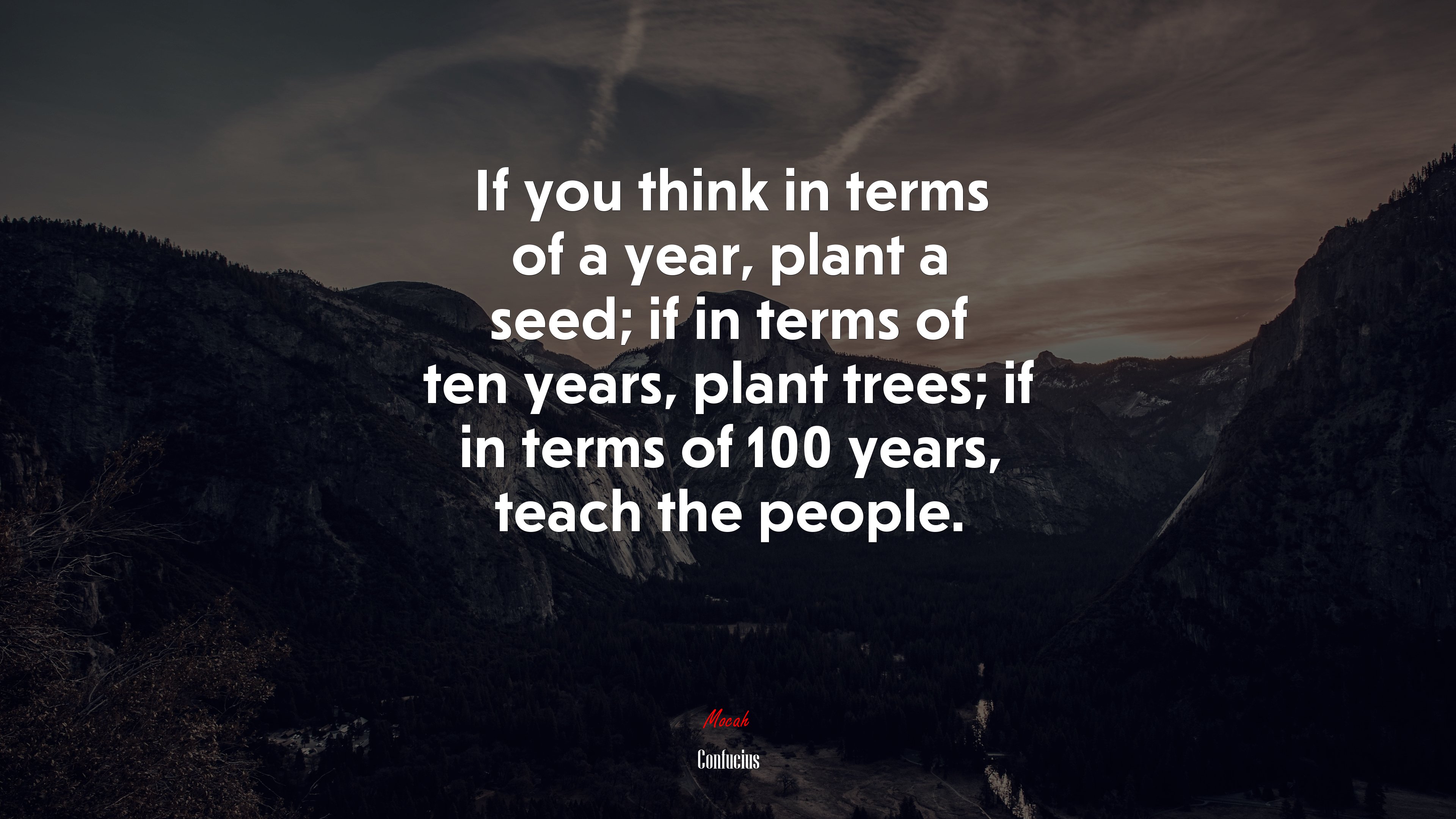 If you think in terms of a year, plant a seed; if in terms of ten years, plant trees; if in terms of 100 years, teach the people. | Confucius quote HD Wallpaper