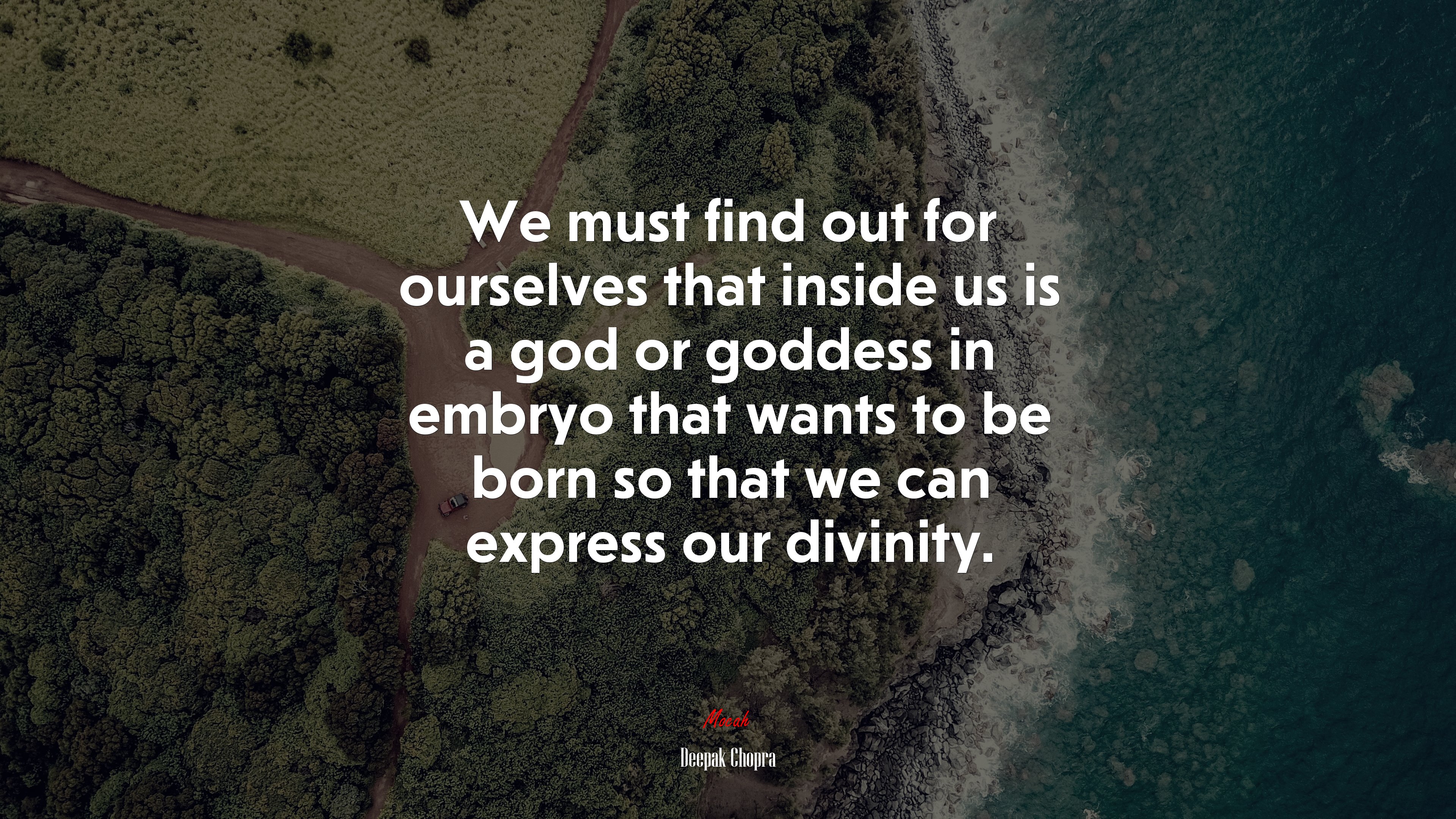 We must find out for ourselves that inside us is a god or goddess in embryo that wants to be born so that we can express our divinity. | Deepak Chopra quote HD Wallpaper