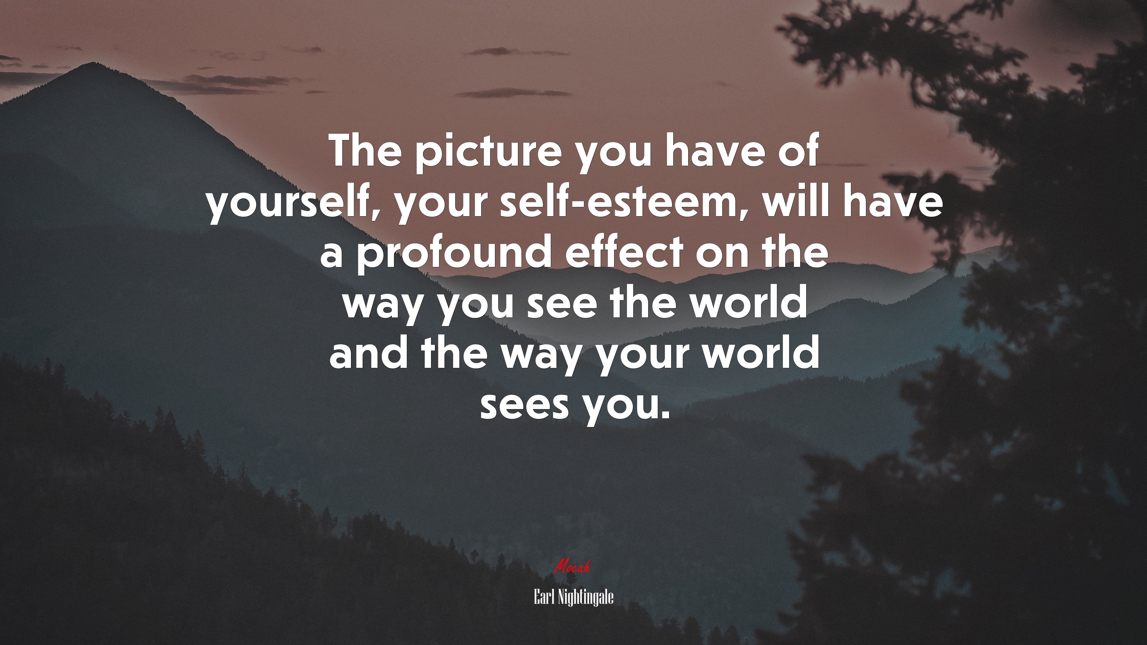 The picture you have of yourself, your self-esteem, will have a profound effect on the way you see the world and the way your world sees you. | Earl Nightingale quote HD Wallpaper