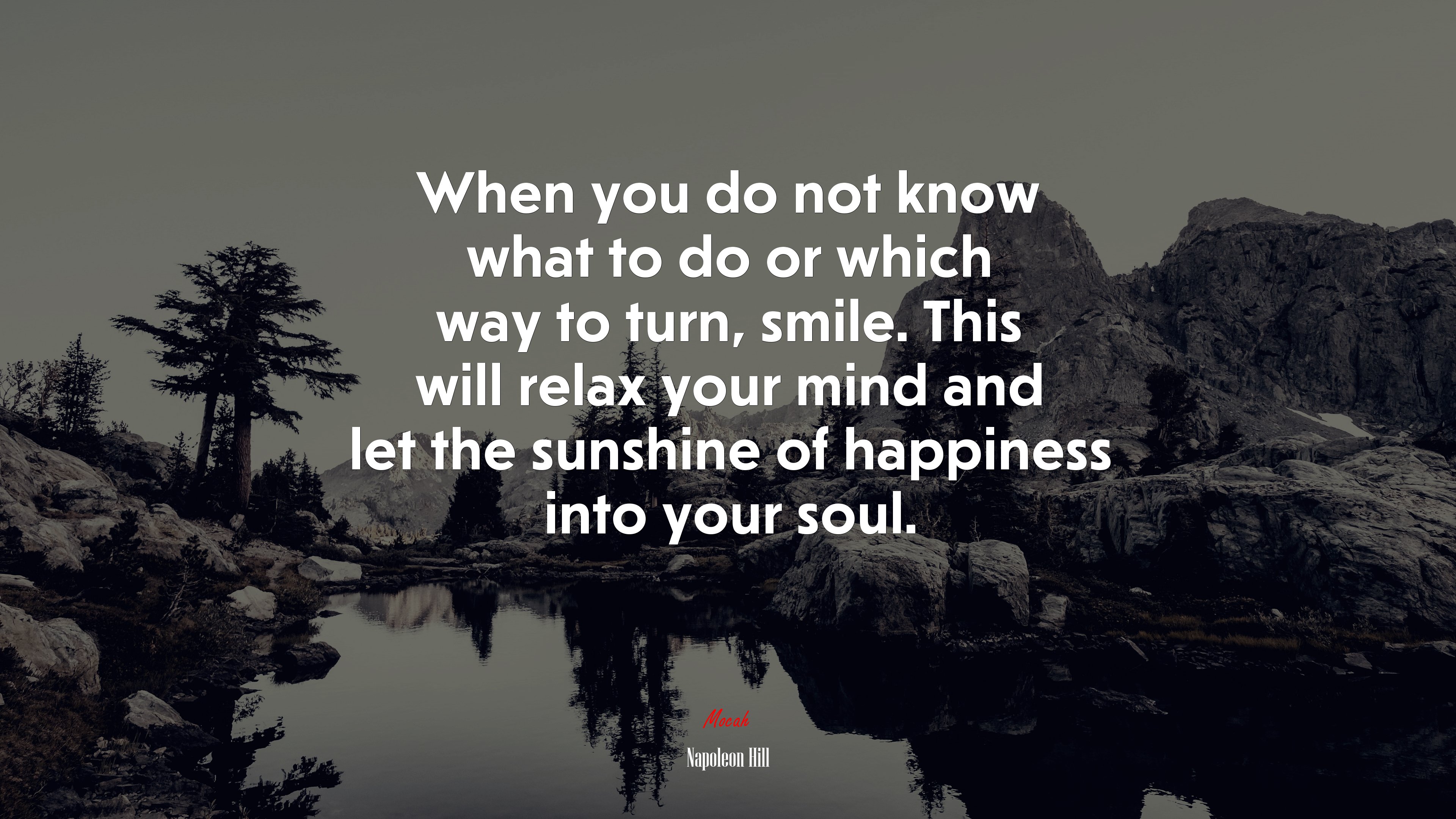 When you do not know what to do or which way to turn, smile. This will relax your mind and let the sunshine of happiness into your soul. | Napoleon Hill quote HD Wallpaper