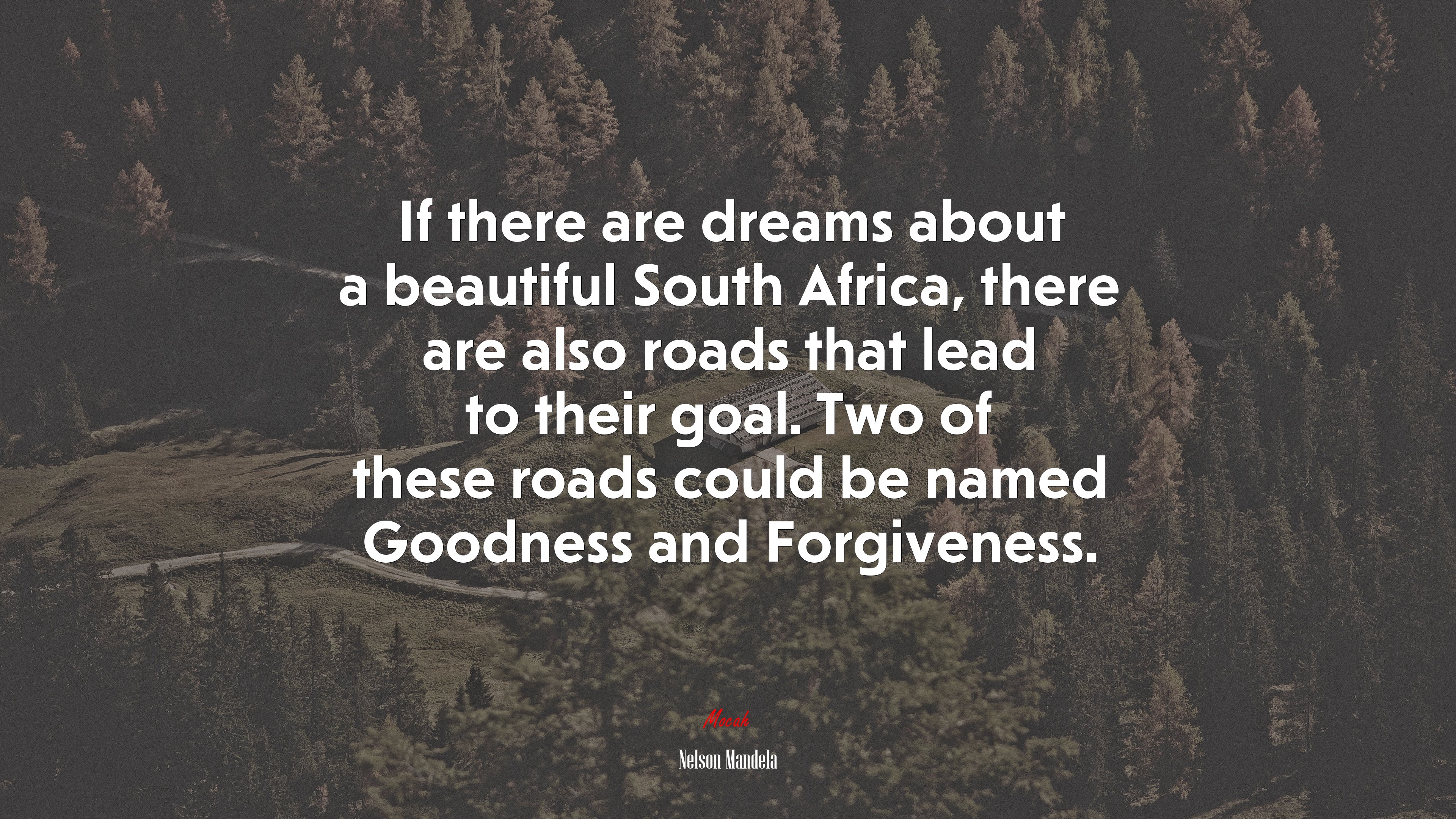 If there are dreams about a beautiful South Africa, there are also roads that lead to their goal. Two of these roads could be named Goodness and Forgiveness. | Nelson Mandela quote HD Wallpaper