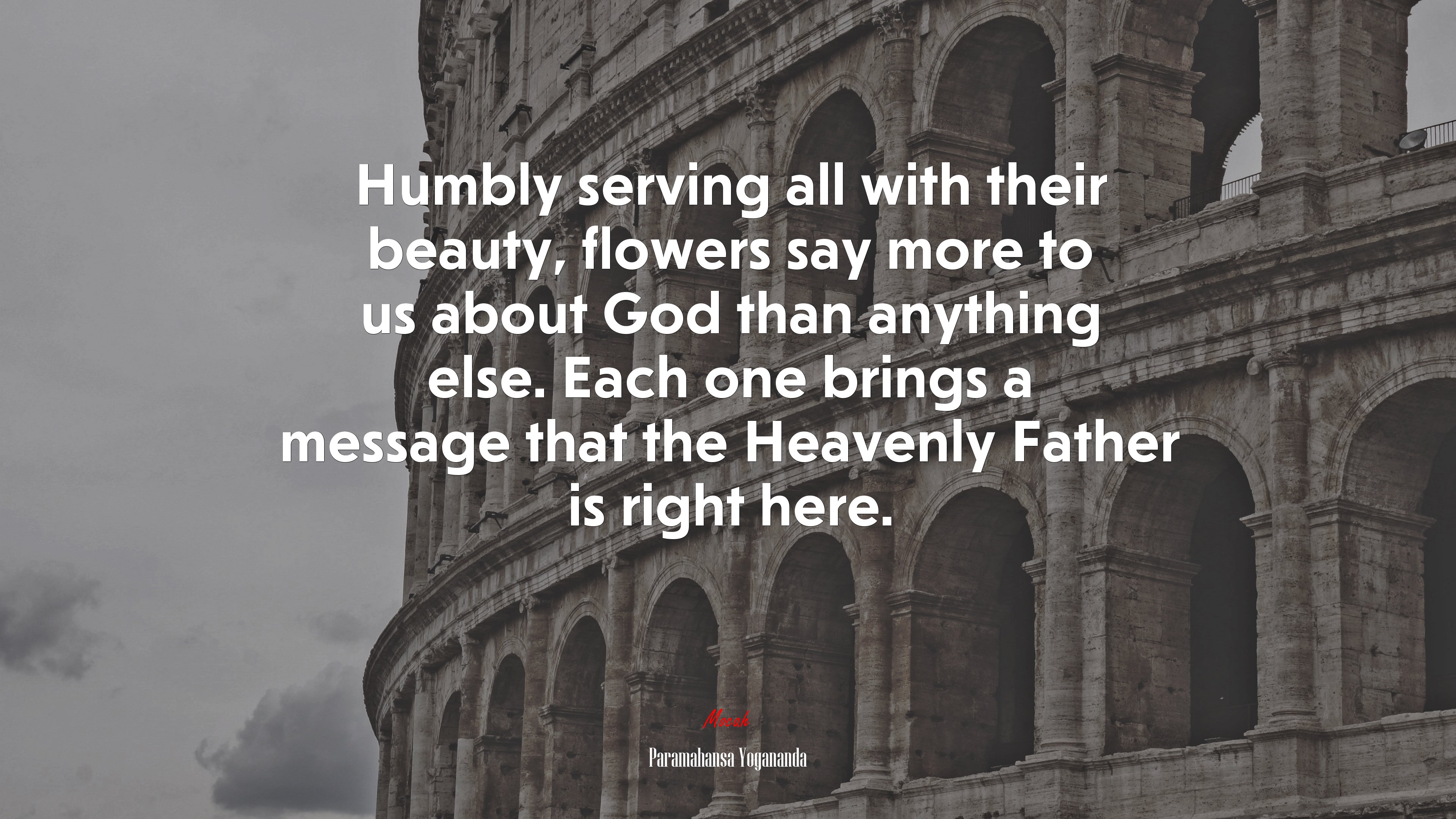 Humbly serving all with their beauty, flowers say more to us about God than anything else. Each one brings a message that the Heavenly Father is right here. | Paramahansa Yogananda quote HD Wallpaper