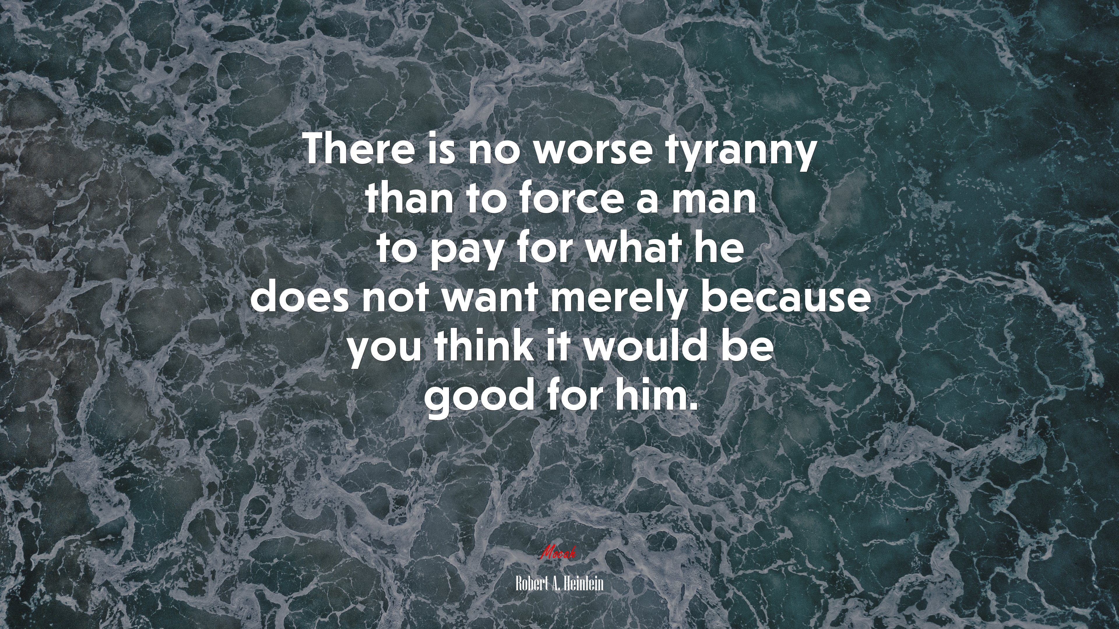 There is no worse tyranny than to force a man to pay for what he does not want merely because you think it would be good for him. | Robert A. Heinlein quote HD Wallpaper