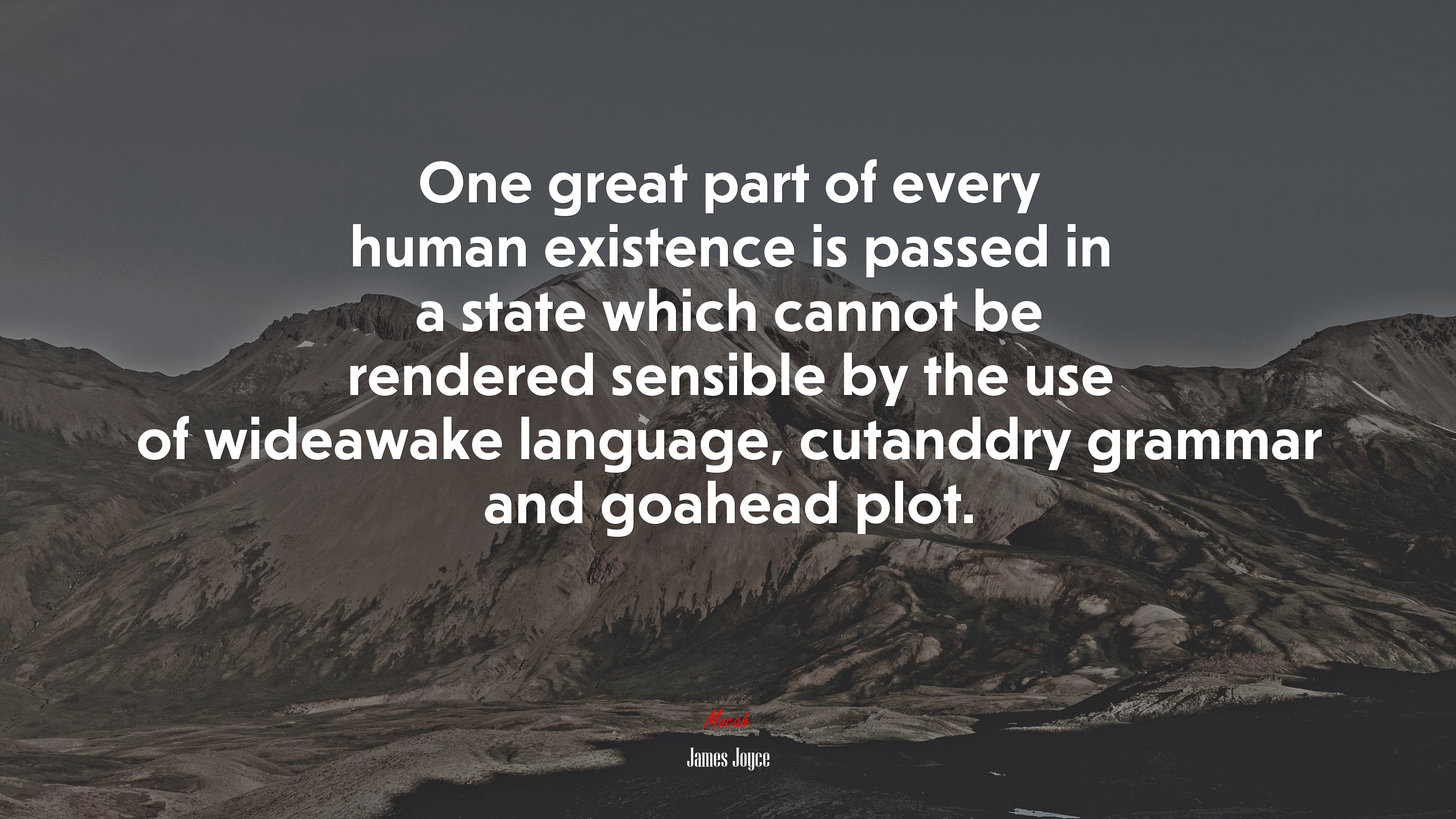 One great part of every human existence is passed in a state which cannot be rendered sensible by the use of wideawake language, cutanddry grammar and goahead plot. | James Joyce quote HD Wallpaper