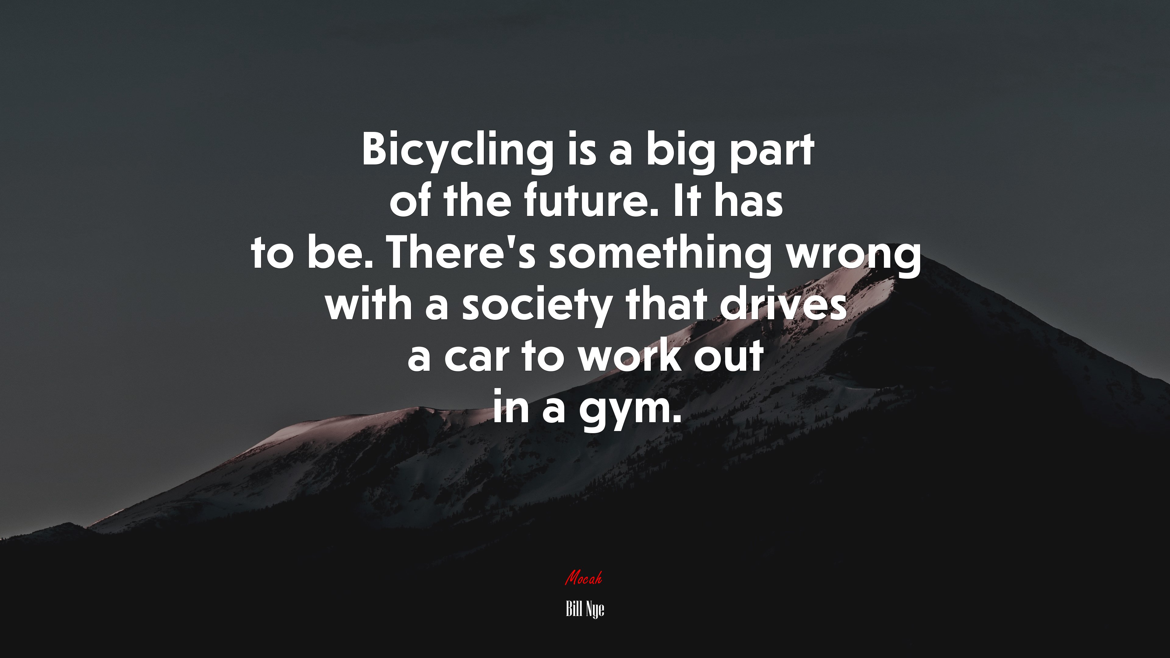 Bicycling is a big part of the future. It has to be. There’s something wrong with a society that drives a car to work out in a gym. | Bill Nye quote HD Wallpaper