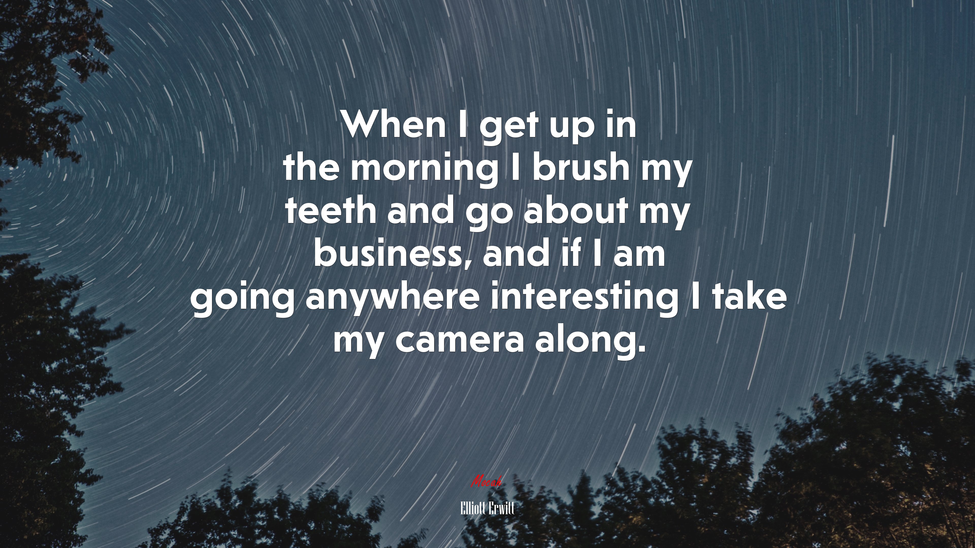 When I get up in the morning I brush my teeth and go about my business, and if I am going anywhere interesting I take my camera along. | Elliott Erwitt quote HD Wallpaper