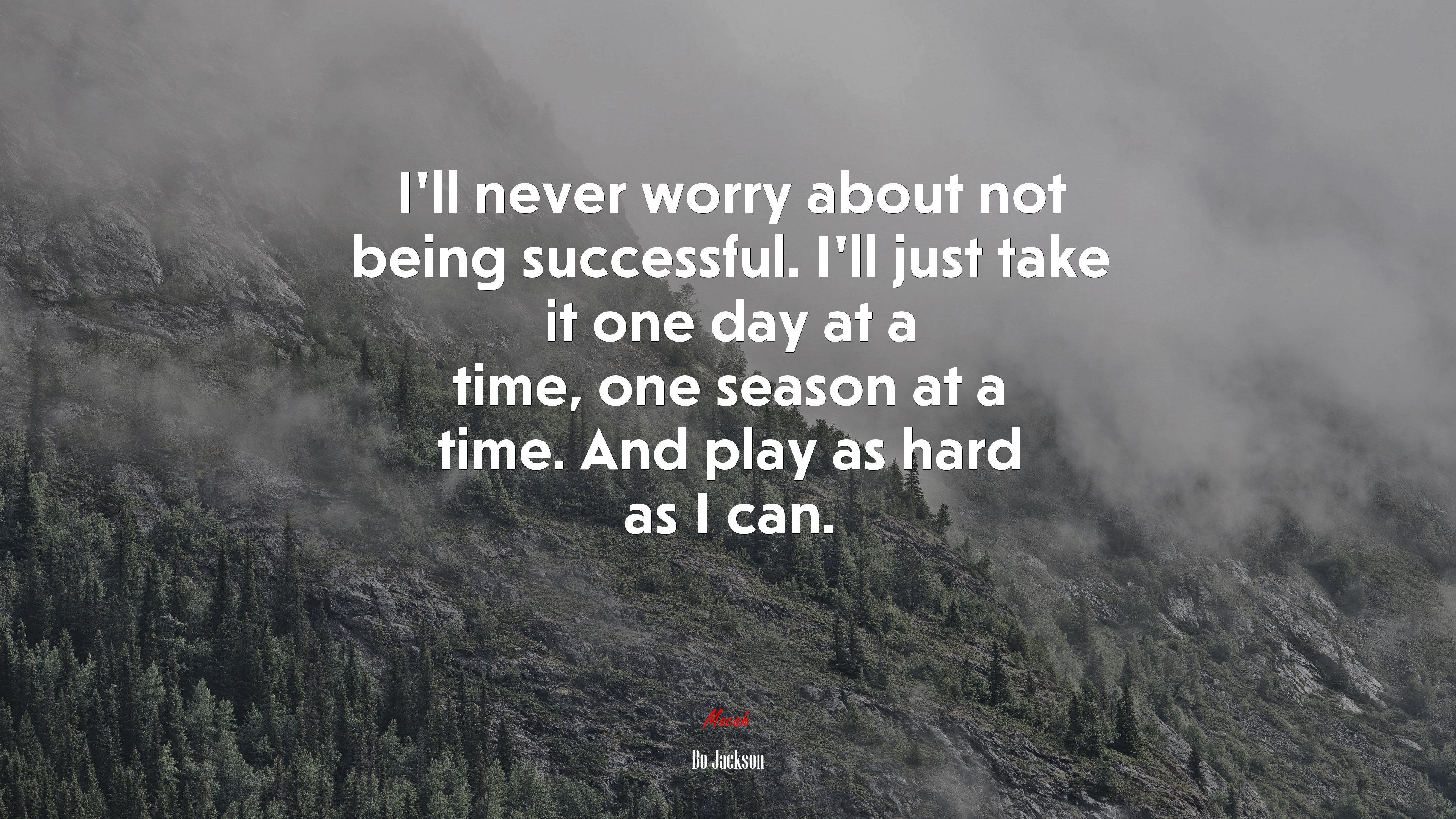 I’ll never worry about not being successful. I’ll just take it one day at a time, one season at a time. And play as hard as I can. | Bo Jackson quote HD Wallpaper
