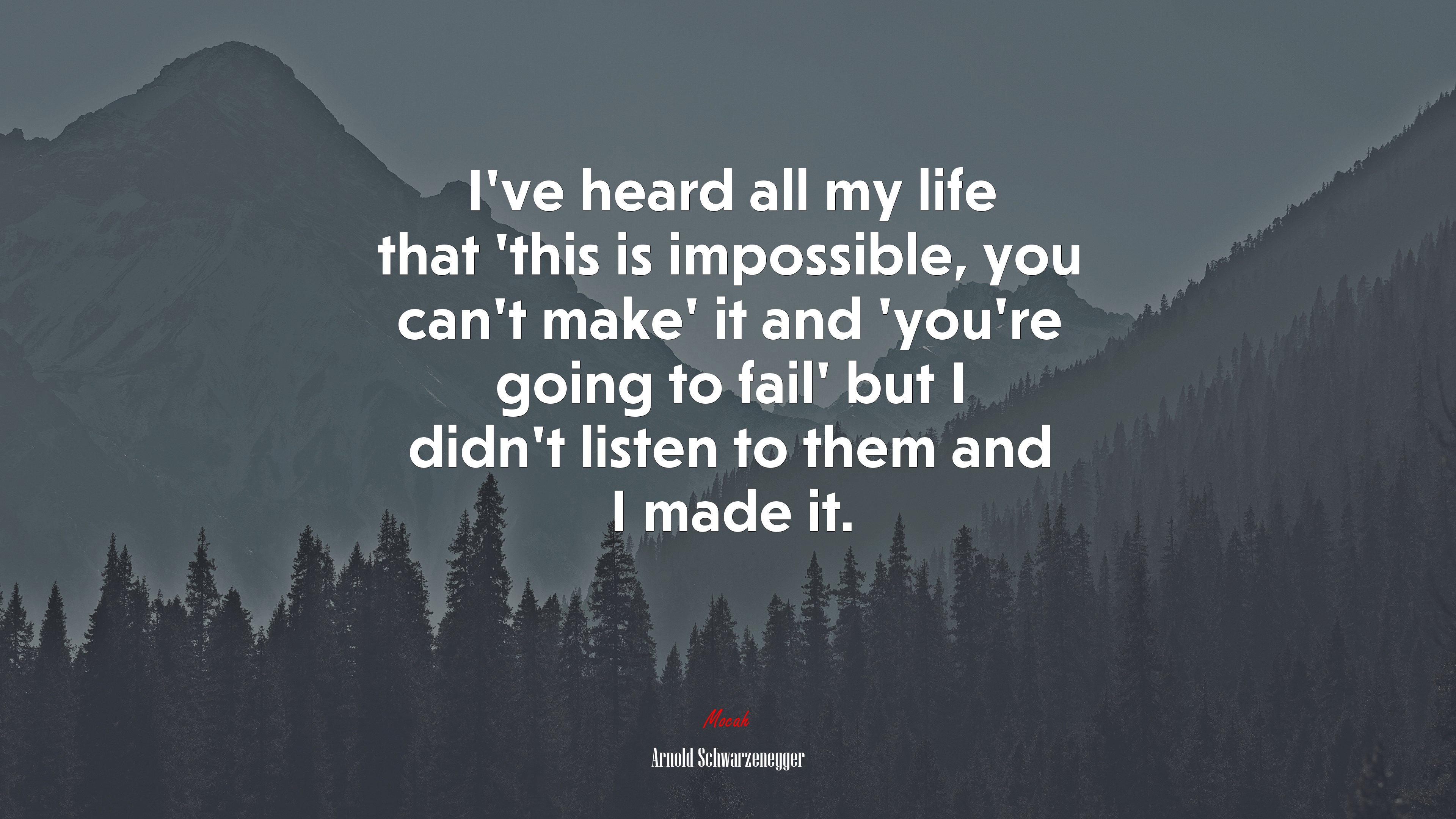 I’ve heard all my life that ‘this is impossible, you can’t make’ it and ‘you’re going to fail’ but I didn’t listen to them and I made it. | Arnold Schwarzenegger quote HD Wallpaper