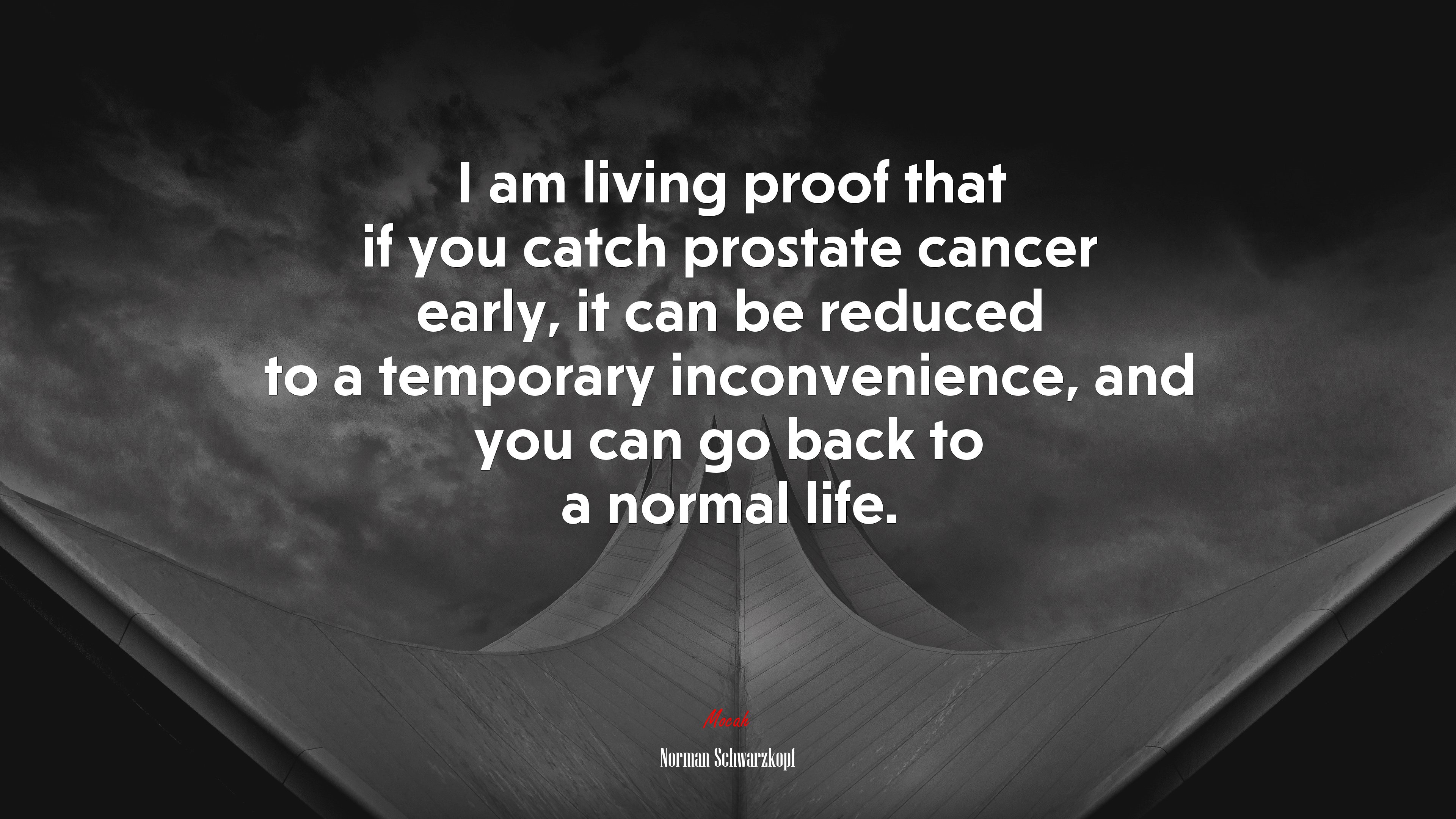 I am living proof that if you catch prostate cancer early, it can be reduced to a temporary inconvenience, and you can go back to a normal life. | Norman Schwarzkopf quote HD Wallpaper