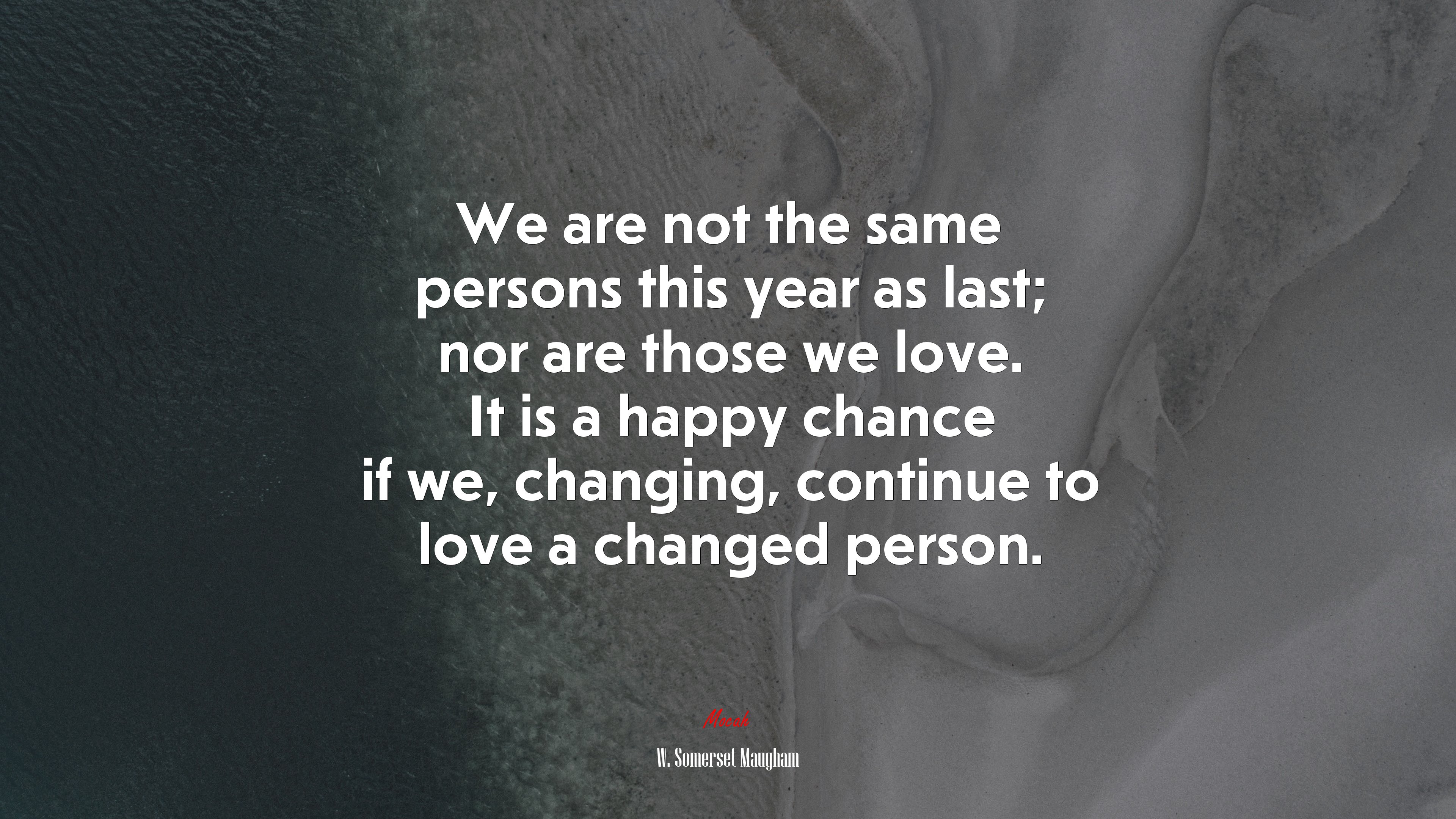 We are not the same persons this year as last; nor are those we love. It is a happy chance if we, changing, continue to love a changed person. | W. Somerset Maugham quote HD Wallpaper