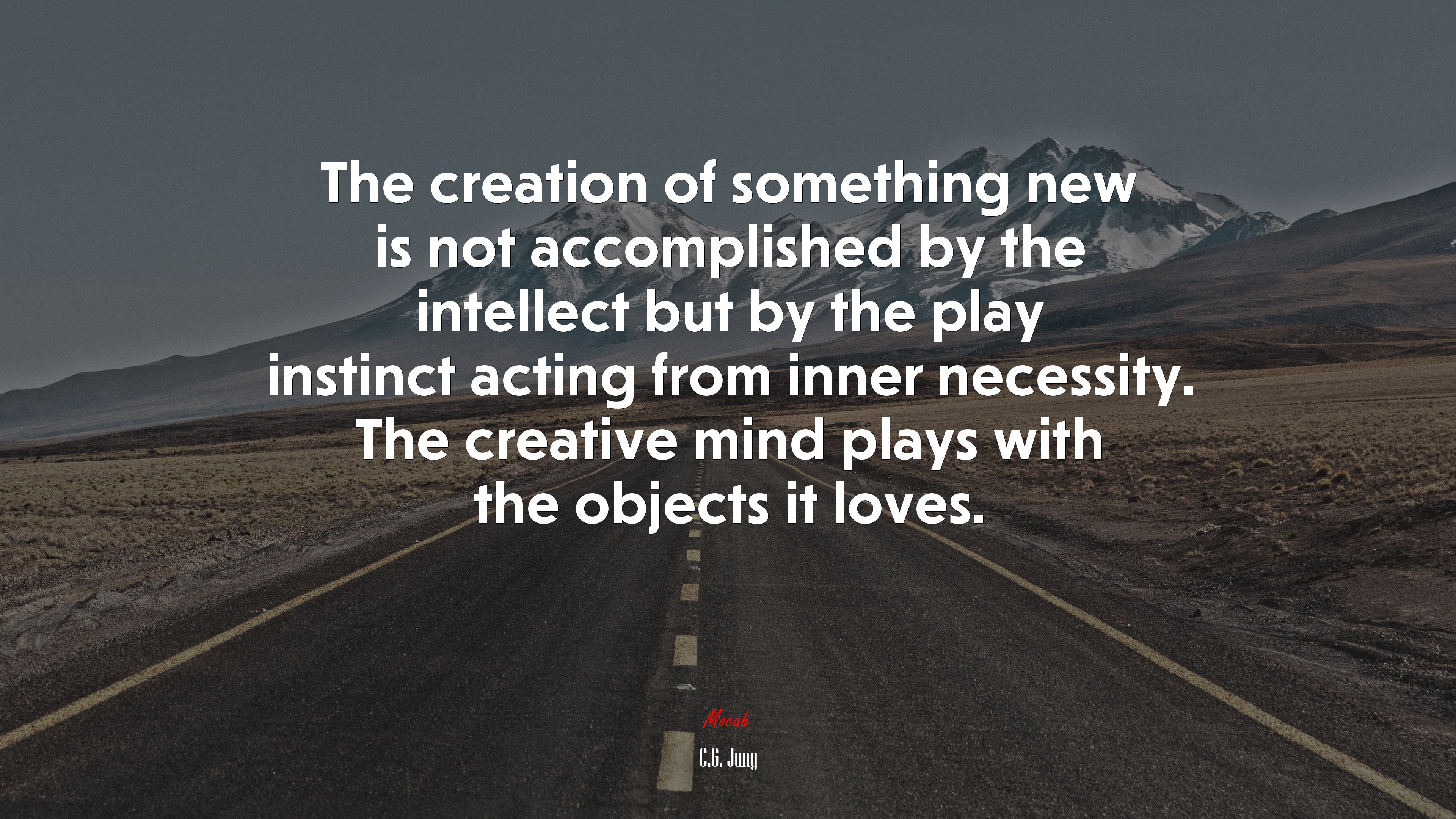 The creation of something new is not accomplished by the intellect but by the play instinct acting from inner necessity. The creative mind plays with the objects it loves. | C.G. Jung quote HD Wallpaper