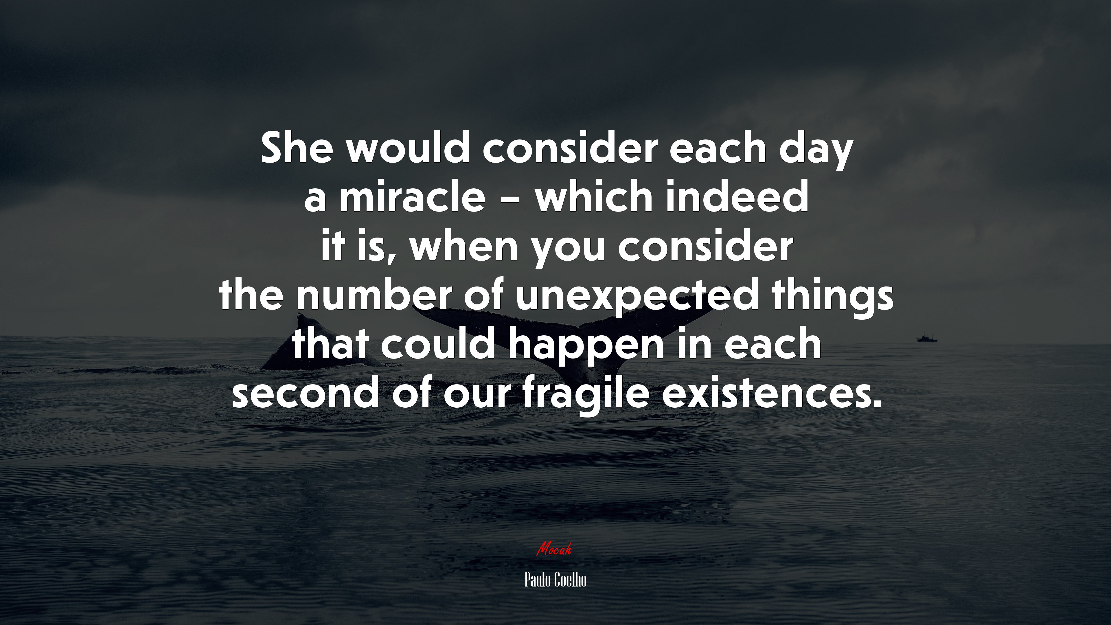 She would consider each day a miracle – which indeed it is, when you consider the number of unexpected things that could happen in each second of our fragile existences. | Paulo Coelho quote HD Wallpaper