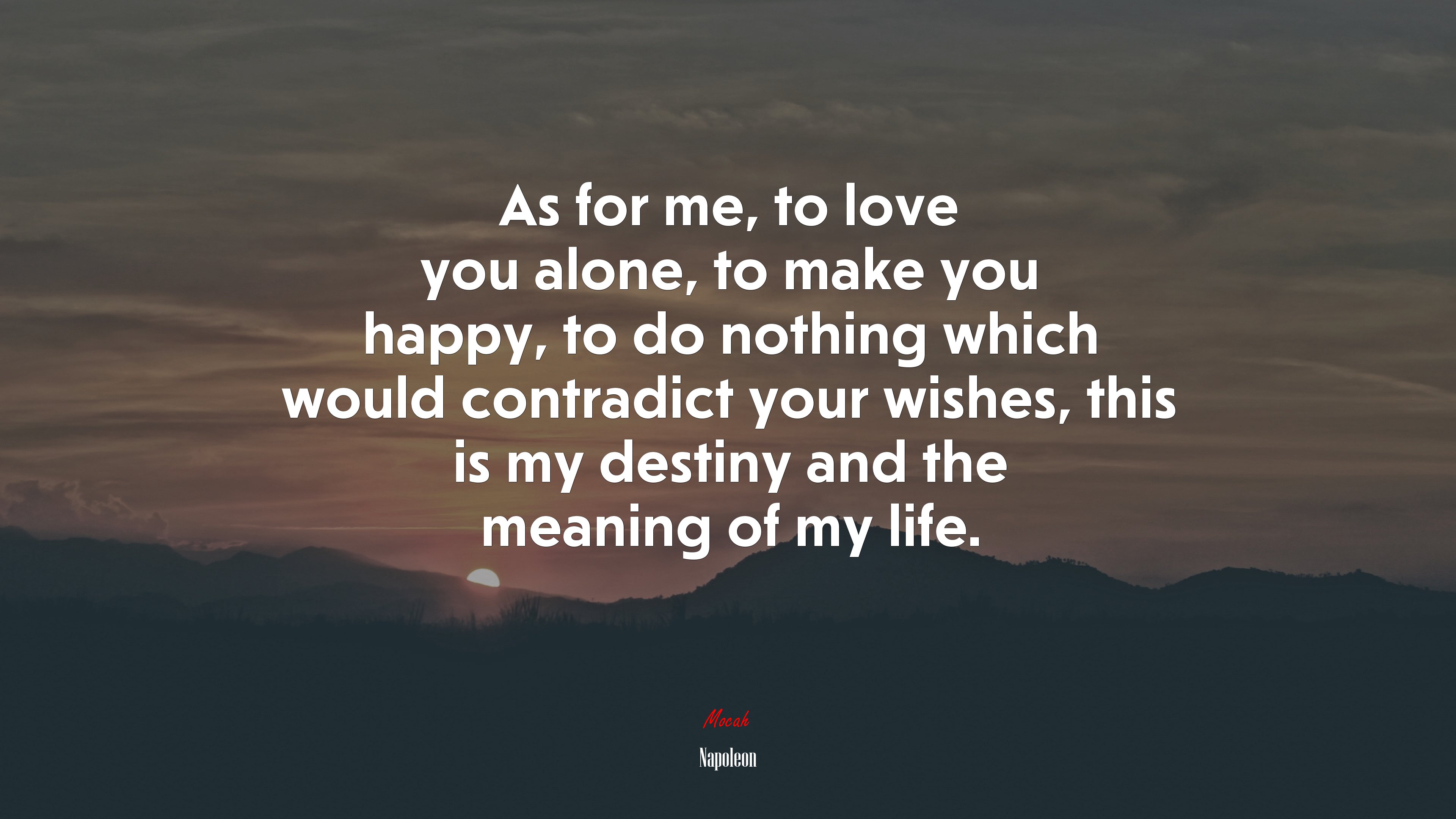 As for me, to love you alone, to make you happy, to do nothing which would contradict your wishes, this is my destiny and the meaning of my life. | Napoleon quote HD Wallpaper