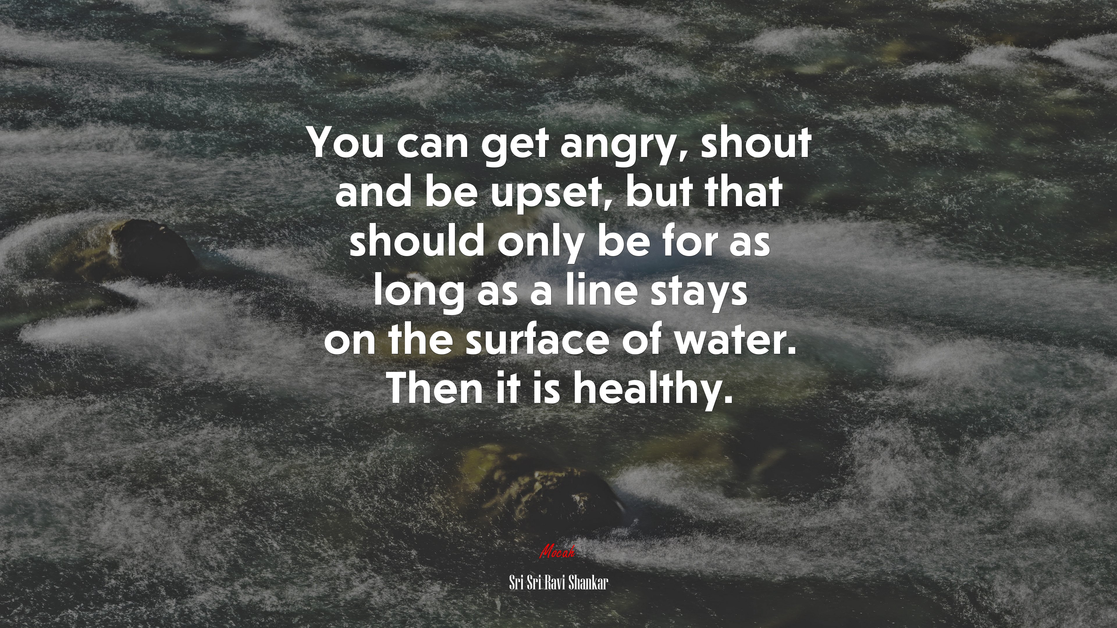 You can get angry, shout and be upset, but that should only be for as long as a line stays on the surface of water. Then it is healthy. | Sri Sri Ravi Shankar quote HD Wallpaper