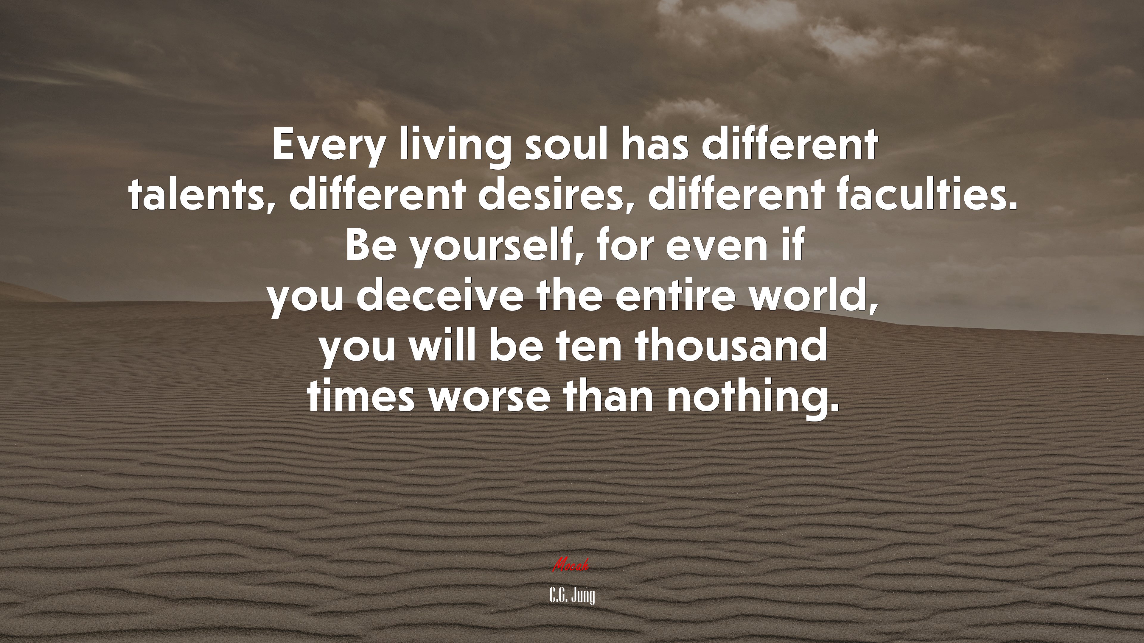 Every living soul has different talents, different desires, different faculties. Be yourself, for even if you deceive the entire world, you will be ten thousand times worse than nothing. | C.G. Jung quote HD Wallpaper