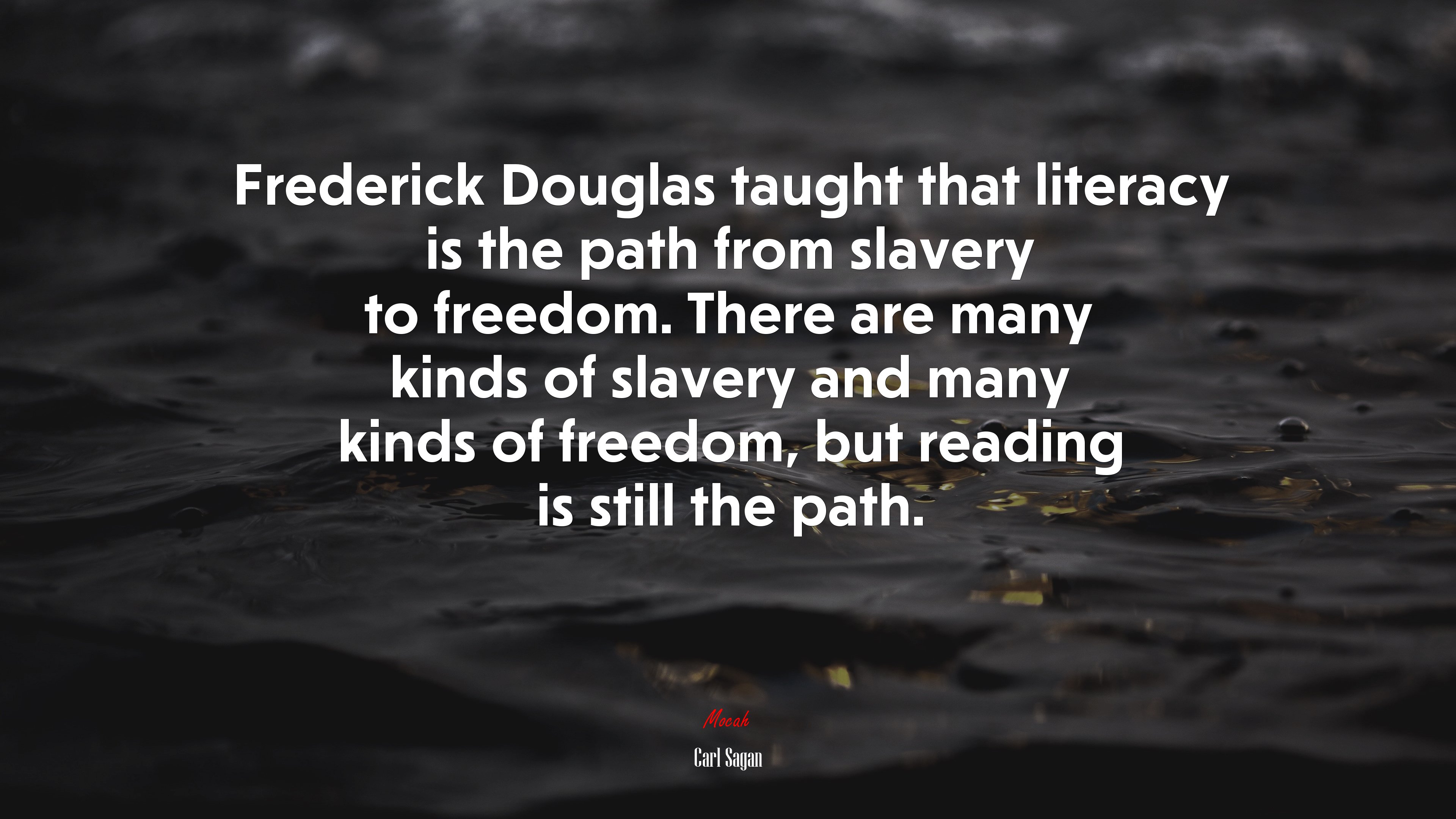 Frederick Douglas taught that literacy is the path from slavery to freedom. There are many kinds of slavery and many kinds of freedom, but reading is still the path. | Carl Sagan quote HD Wallpaper