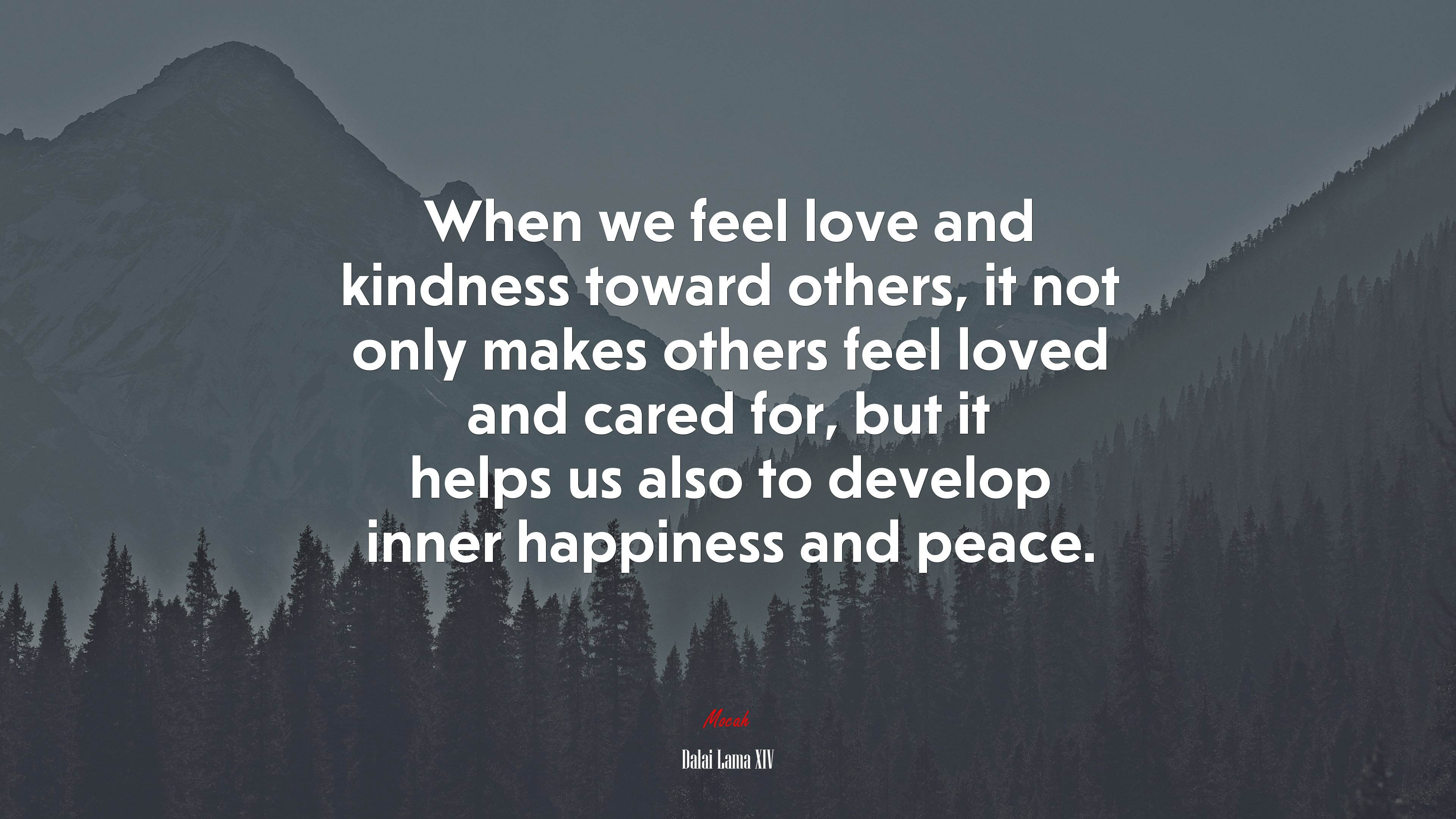 When we feel love and kindness toward others, it not only makes others feel loved and cared for, but it helps us also to develop inner happiness and peace. | Dalai Lama XIV quote HD Wallpaper