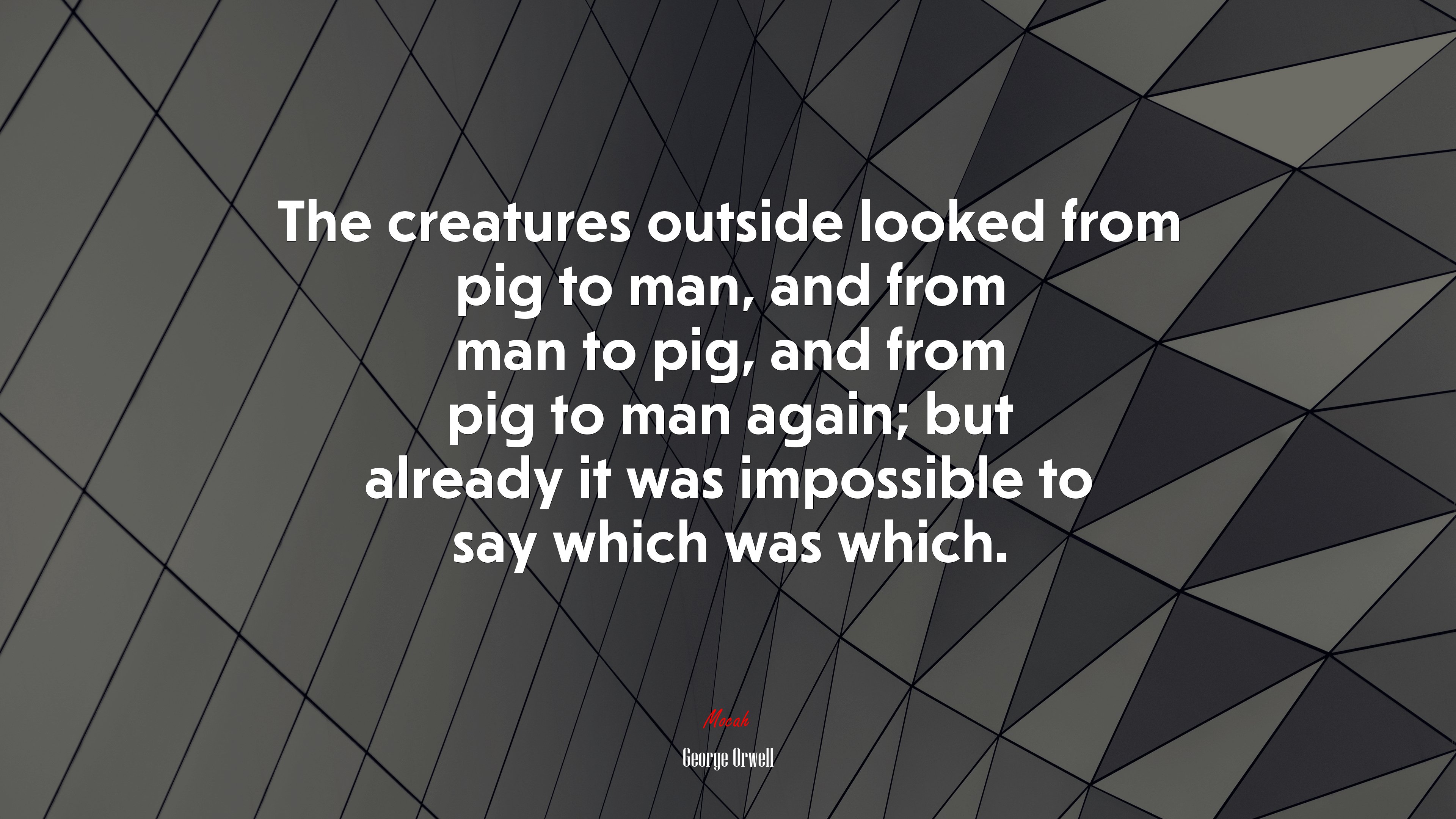 The creatures outside looked from pig to man, and from man to pig, and from pig to man again; but already it was impossible to say which was which. | George Orwell quote HD Wallpaper