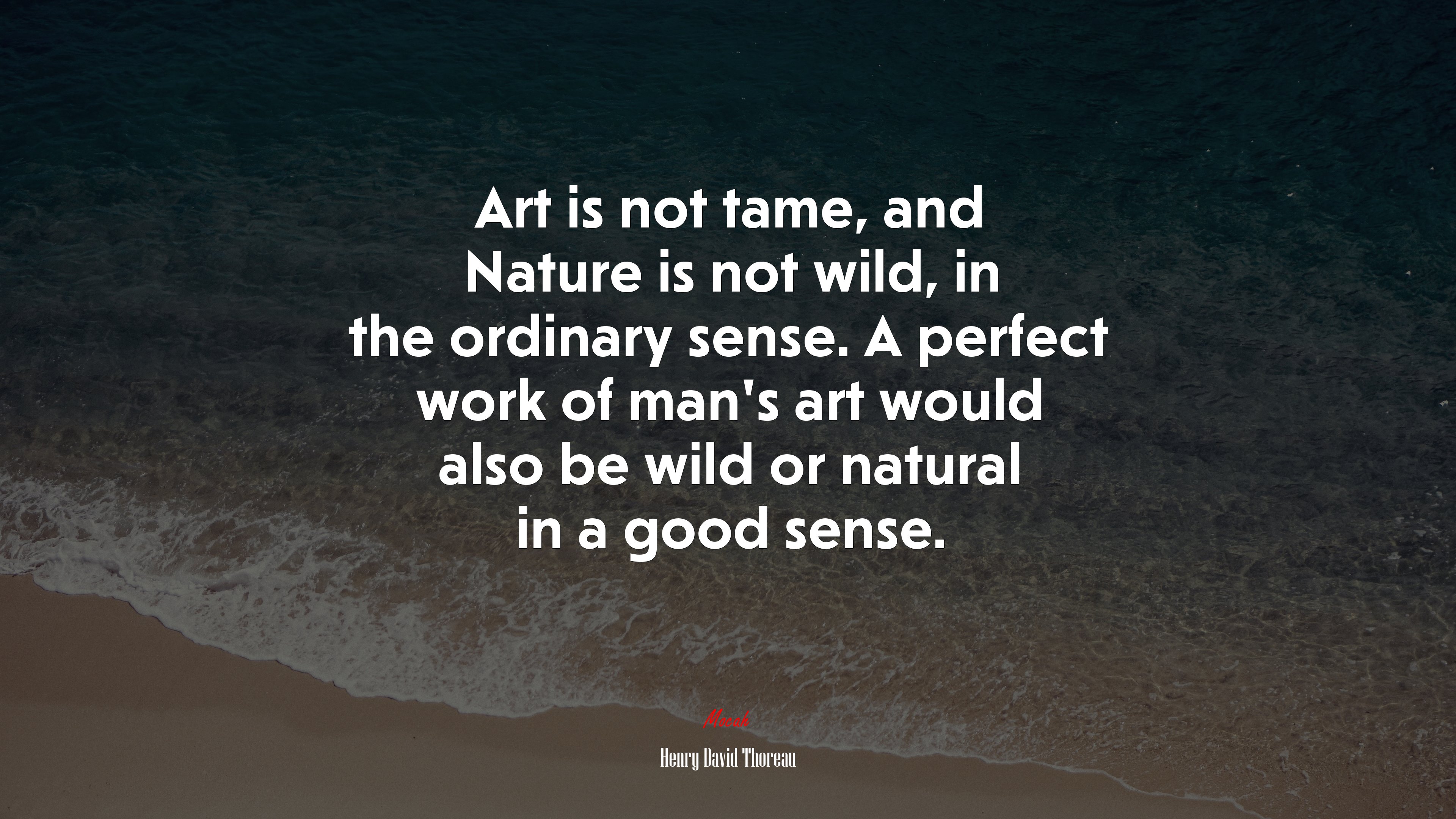 Art is not tame, and Nature is not wild, in the ordinary sense. A perfect work of man’s art would also be wild or natural in a good sense. | Henry David Thoreau quote HD Wallpaper