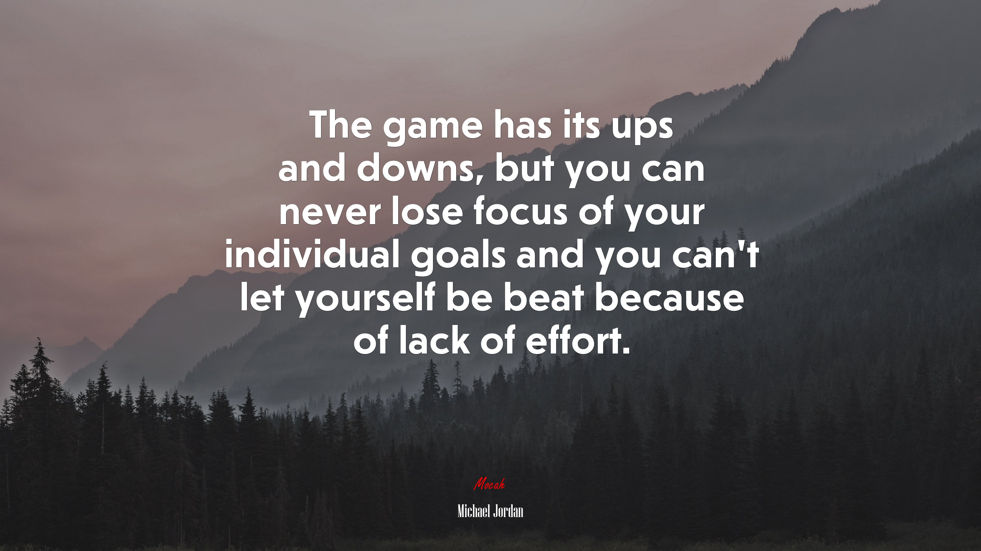 The game has its ups and downs, but you can never lose focus of your individual goals and you can’t let yourself be beat because of lack of effort. | Michael Jordan quote HD Wallpaper