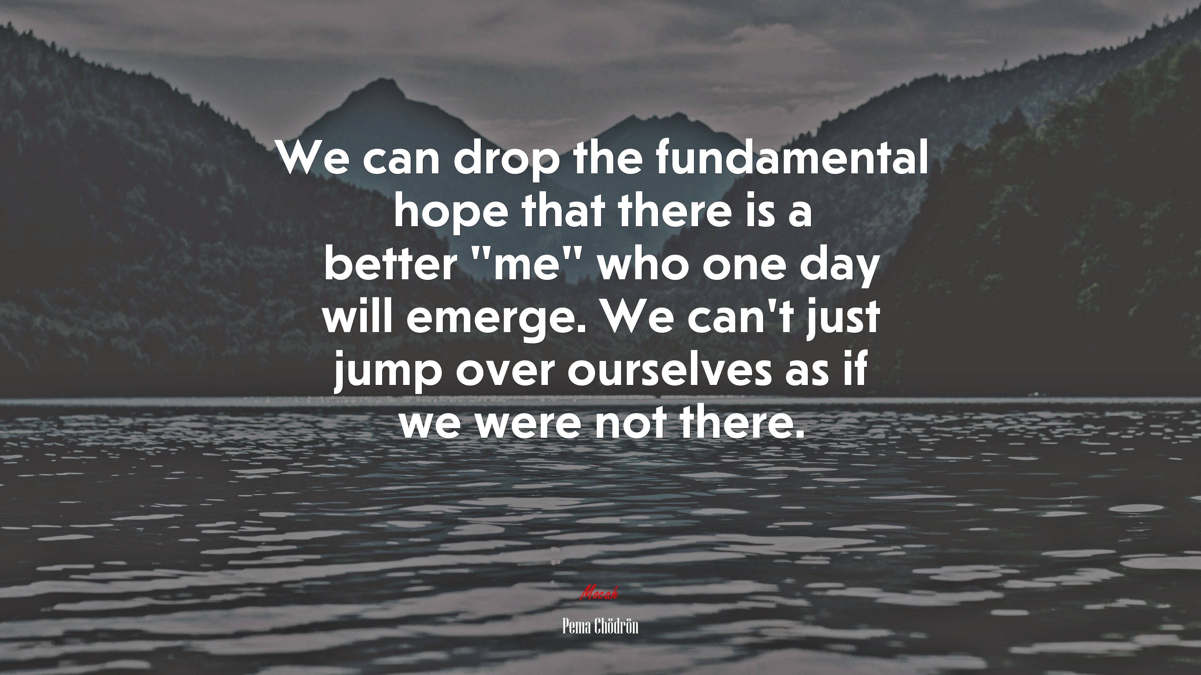 We can drop the fundamental hope that there is a better “me” who one day will emerge. We can’t just jump over ourselves as if we were not there. | Pema Chödrön quote HD Wallpaper