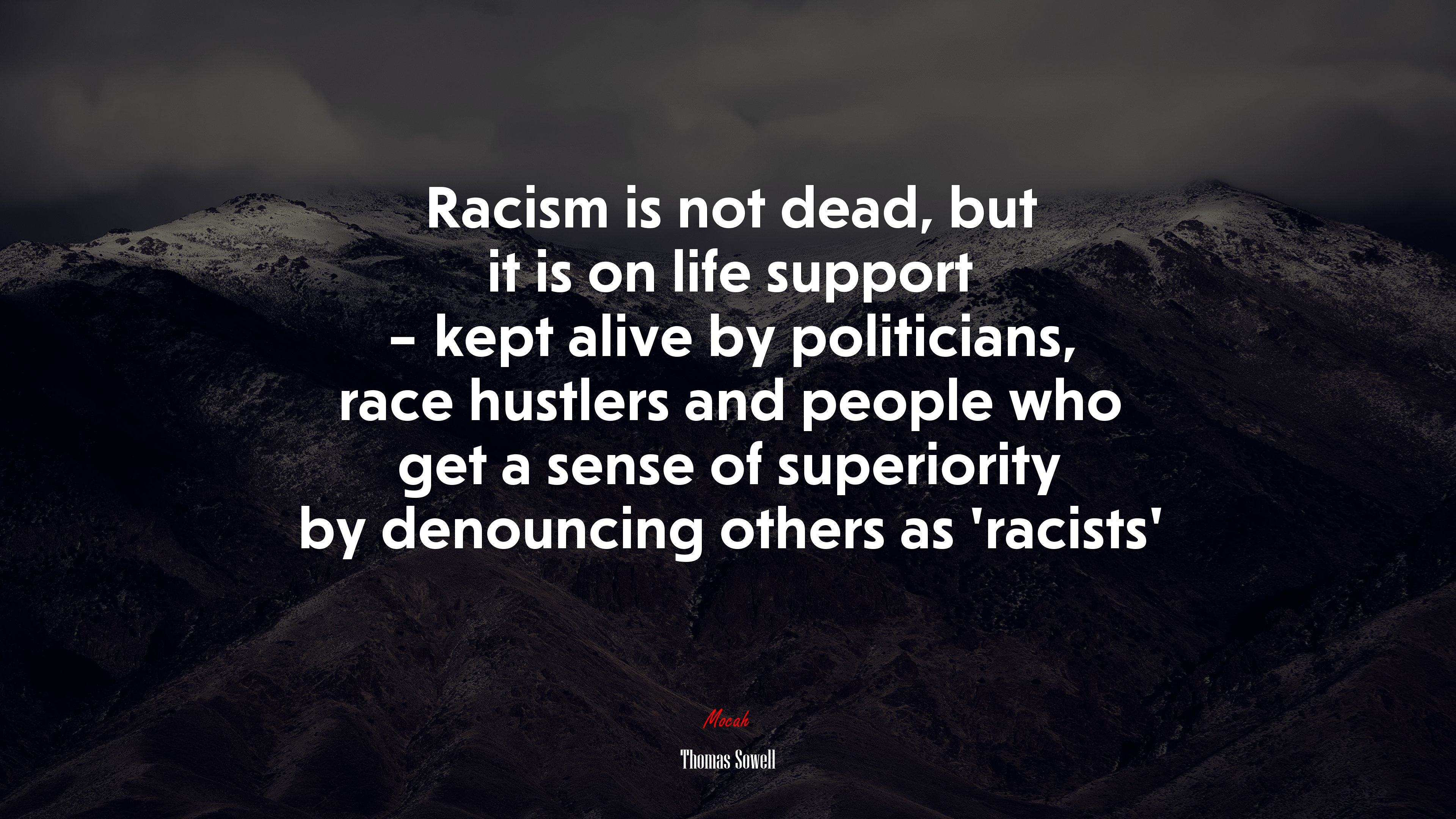 Racism is not dead, but it is on life support – kept alive by politicians, race hustlers and people who get a sense of superiority by denouncing others as ‘racists’ | Thomas Sowell quote HD Wallpaper