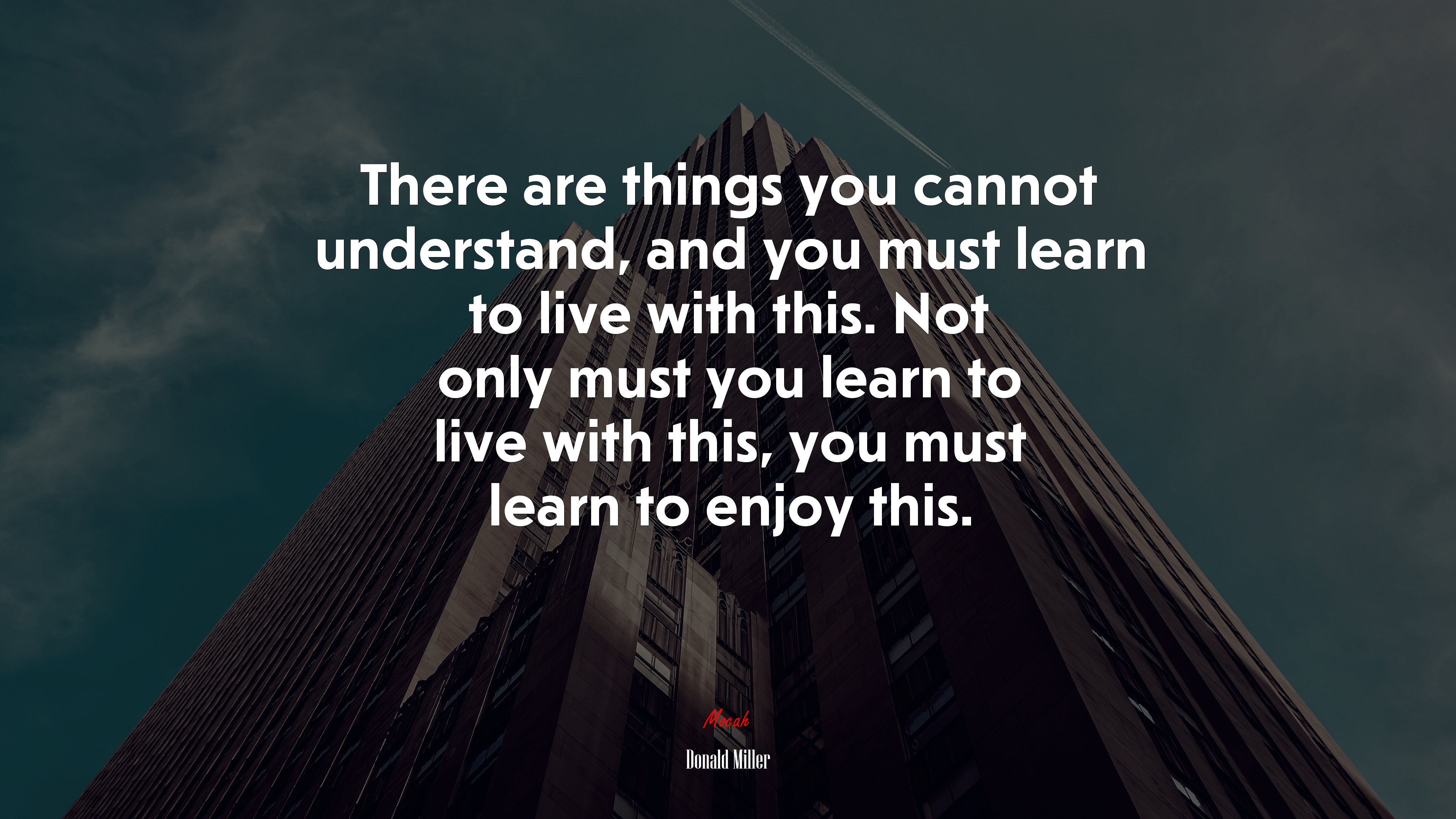 There are things you cannot understand, and you must learn to live with this. Not only must you learn to live with this, you must learn to enjoy this. | Donald Miller quote HD Wallpaper