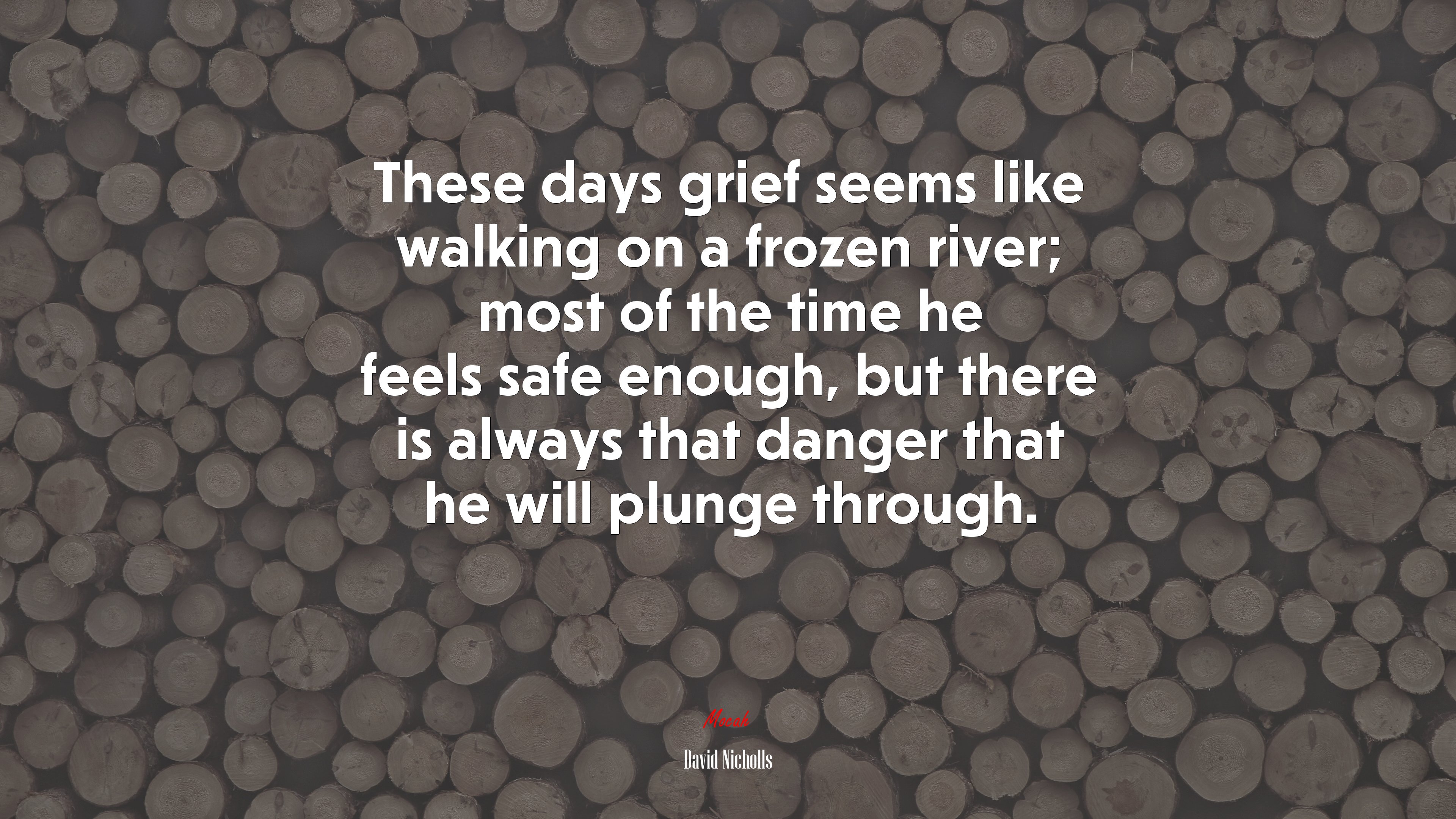 These days grief seems like walking on a frozen river; most of the time he feels safe enough, but there is always that danger that he will plunge through. | David Nicholls quote HD Wallpaper