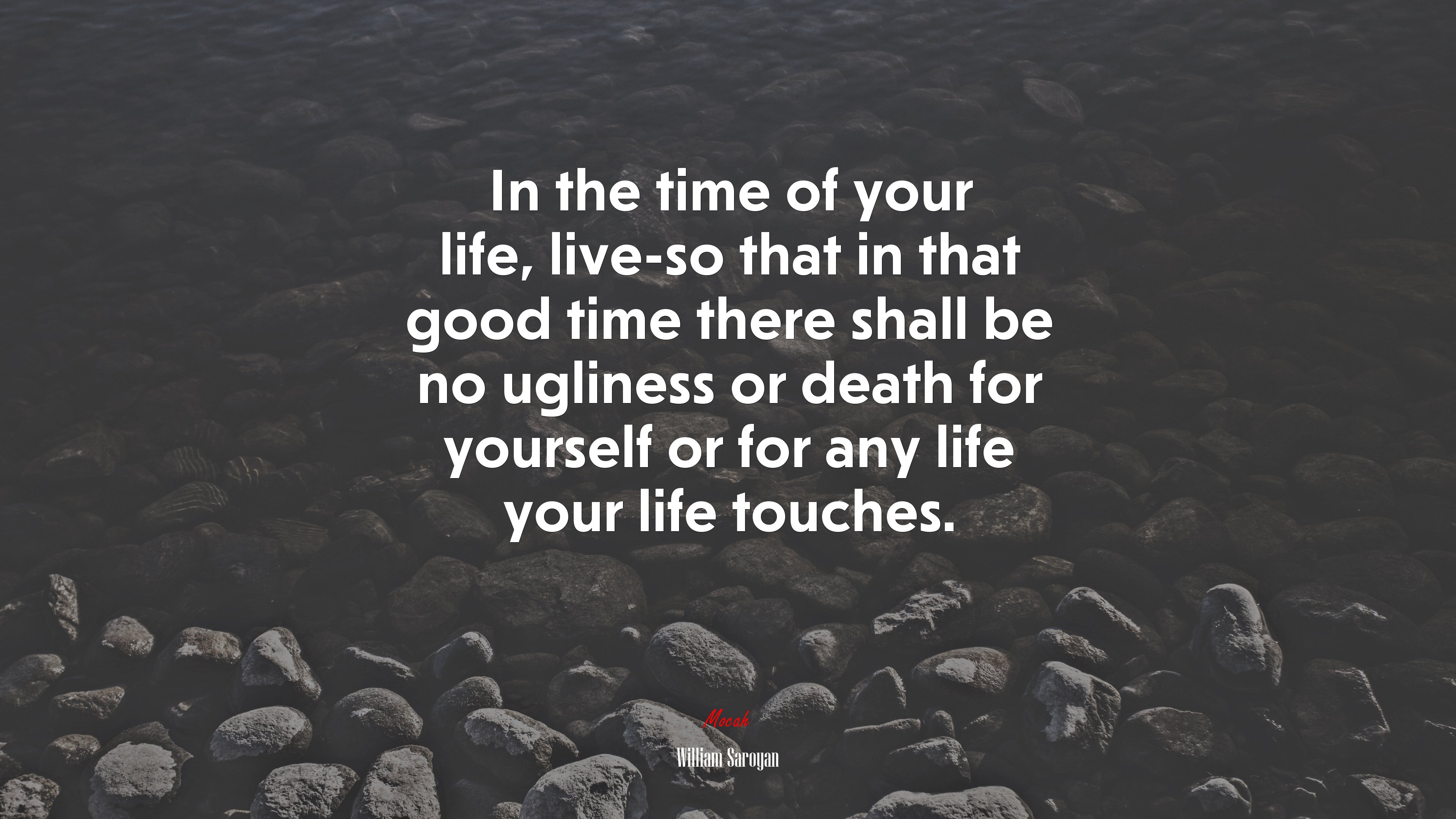 In the time of your life, live-so that in that good time there shall be no ugliness or death for yourself or for any life your life touches. | William Saroyan quote HD Wallpaper
