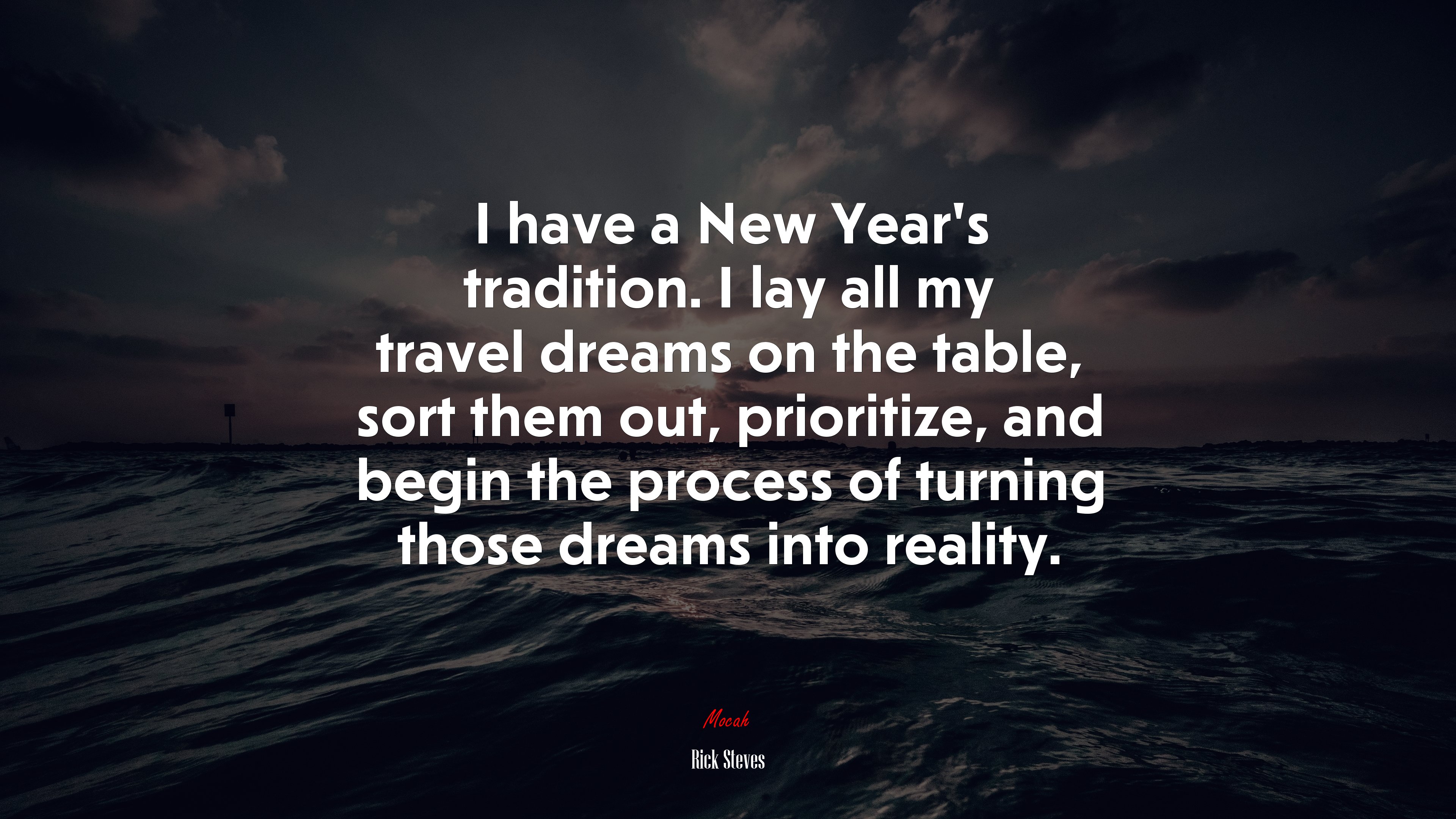 I have a New Year’s tradition. I lay all my travel dreams on the table, sort them out, prioritize, and begin the process of turning those dreams into reality. | Rick Steves quote HD Wallpaper
