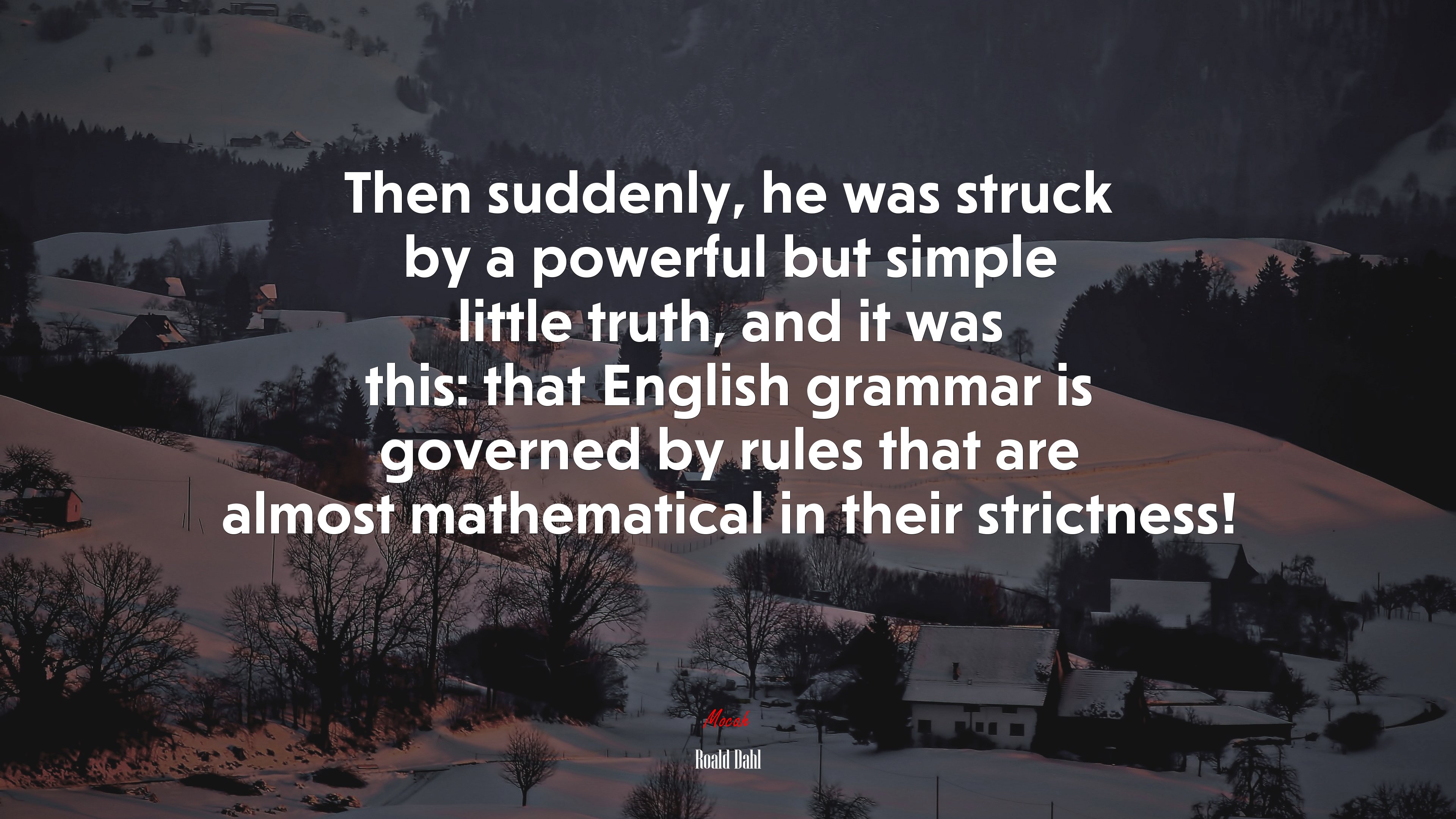 Then suddenly, he was struck by a powerful but simple little truth, and it was this: that English grammar is governed by rules that are almost mathematical in their strictness! | Roald Dahl quote HD Wallpaper