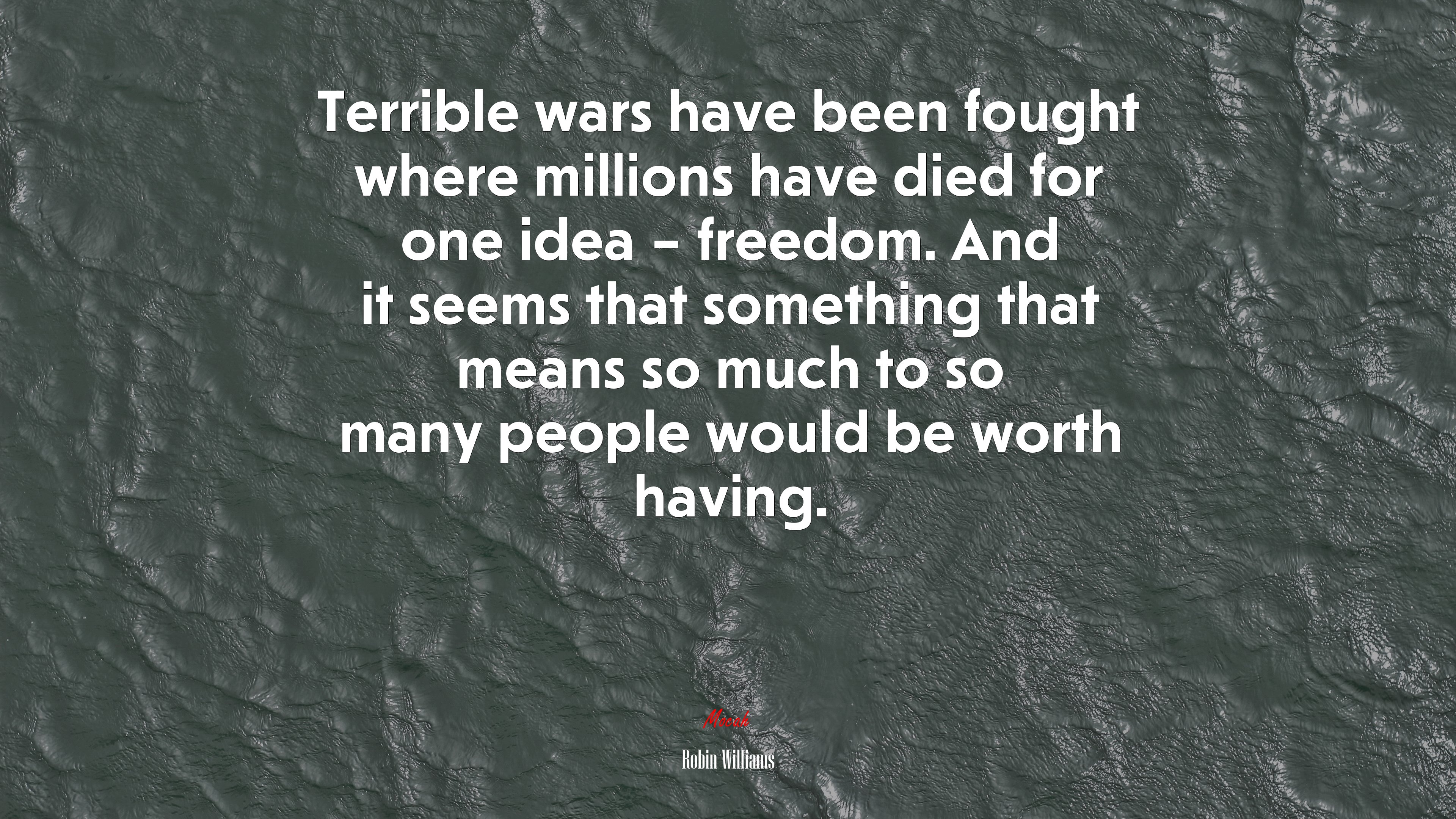 Terrible wars have been fought where millions have died for one idea – freedom. And it seems that something that means so much to so many people would be worth having. | Robin Williams quote HD Wallpaper