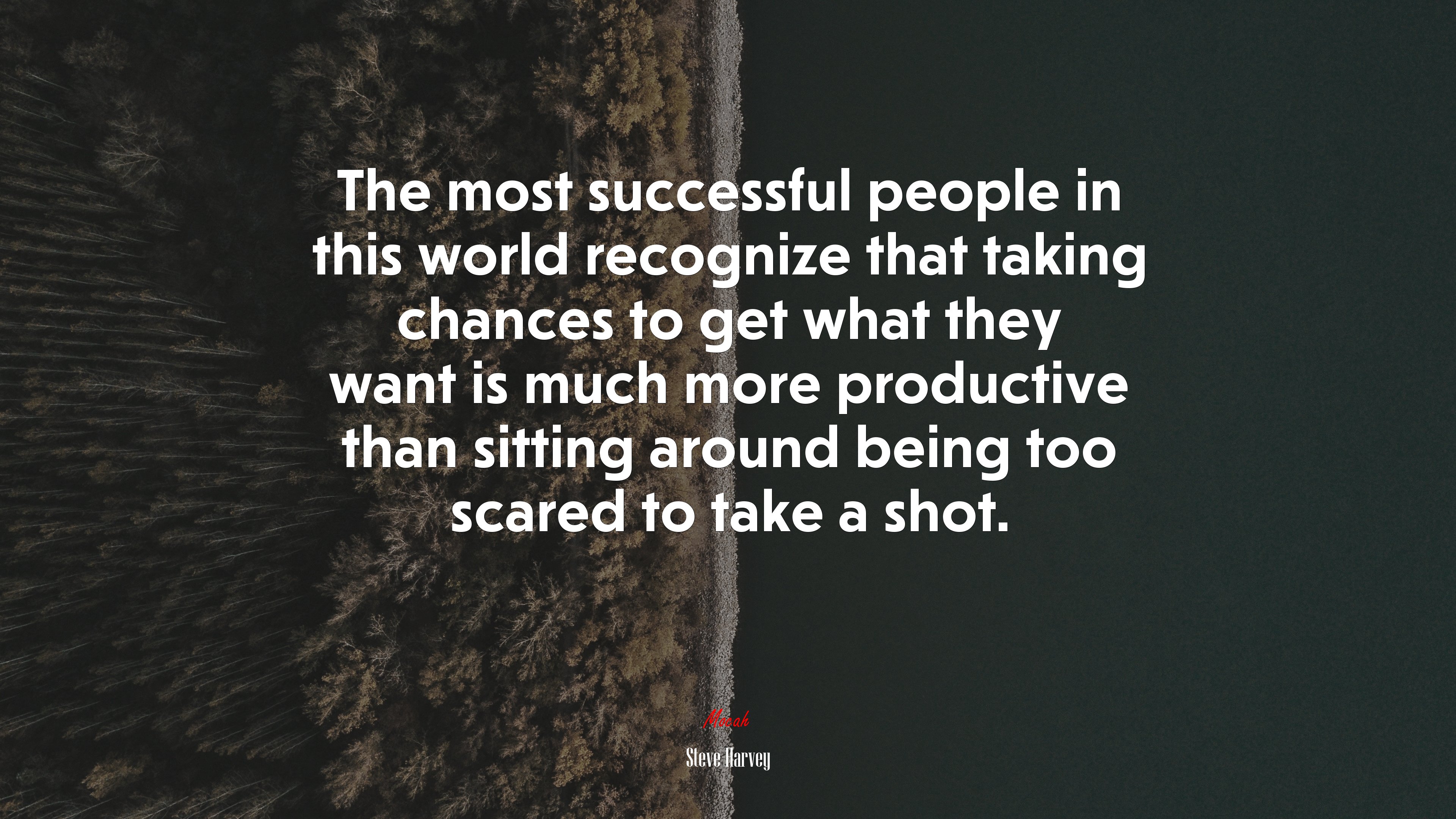 The most successful people in this world recognize that taking chances to get what they want is much more productive than sitting around being too scared to take a shot. | Steve Harvey quote HD Wallpaper