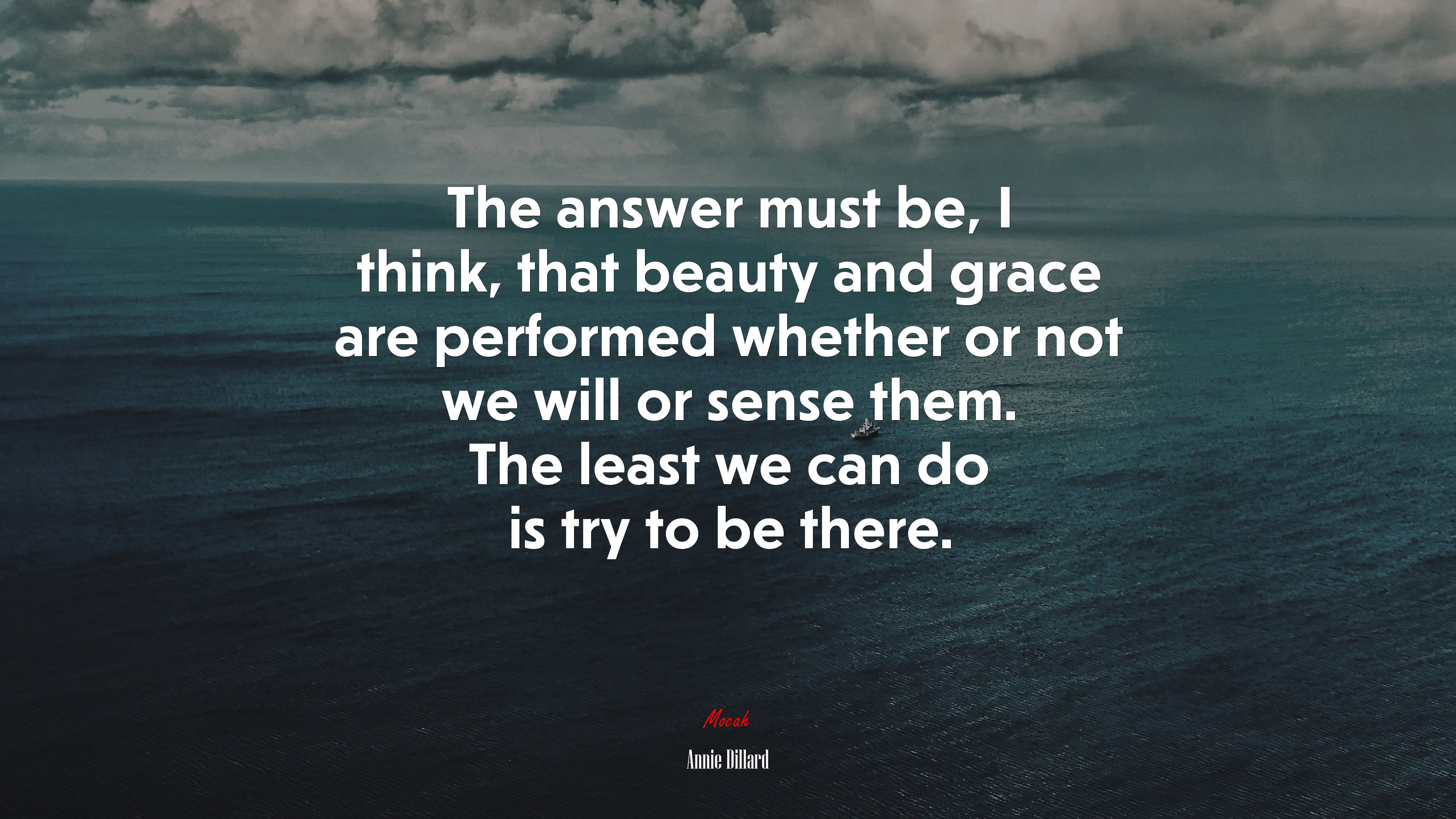 The answer must be, I think, that beauty and grace are performed whether or not we will or sense them. The least we can do is try to be there. | Annie Dillard quote HD Wallpaper