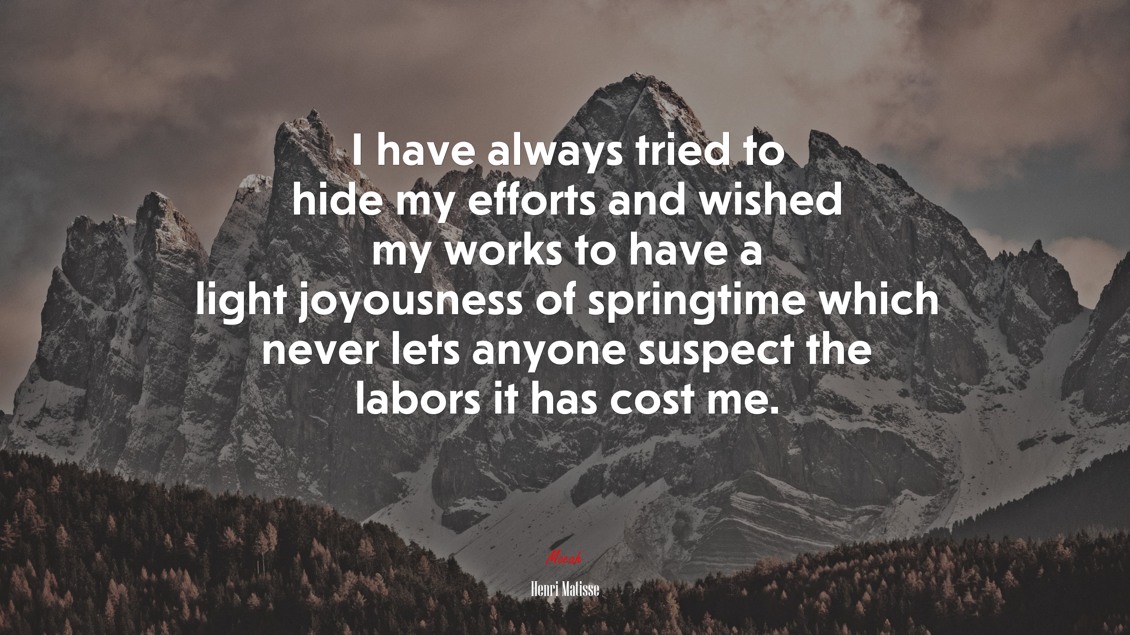 I have always tried to hide my efforts and wished my works to have a light joyousness of springtime which never lets anyone suspect the labors it has cost me. | Henri Matisse quote HD Wallpaper
