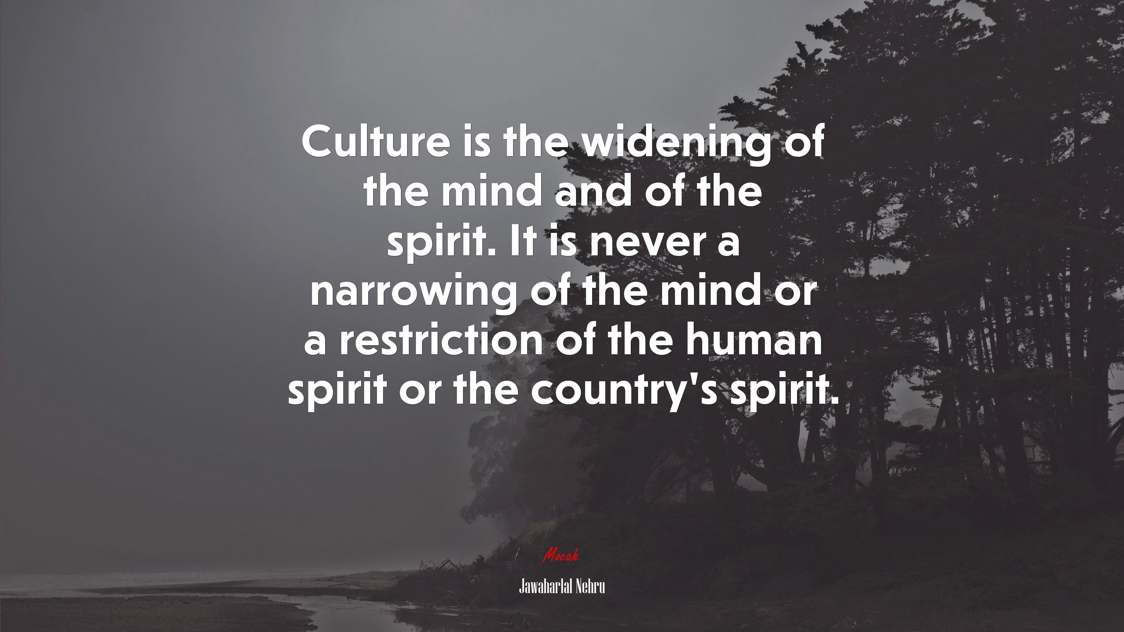 Culture is the widening of the mind and of the spirit. It is never a narrowing of the mind or a restriction of the human spirit or the country’s spirit. | Jawaharlal Nehru quote HD Wallpaper