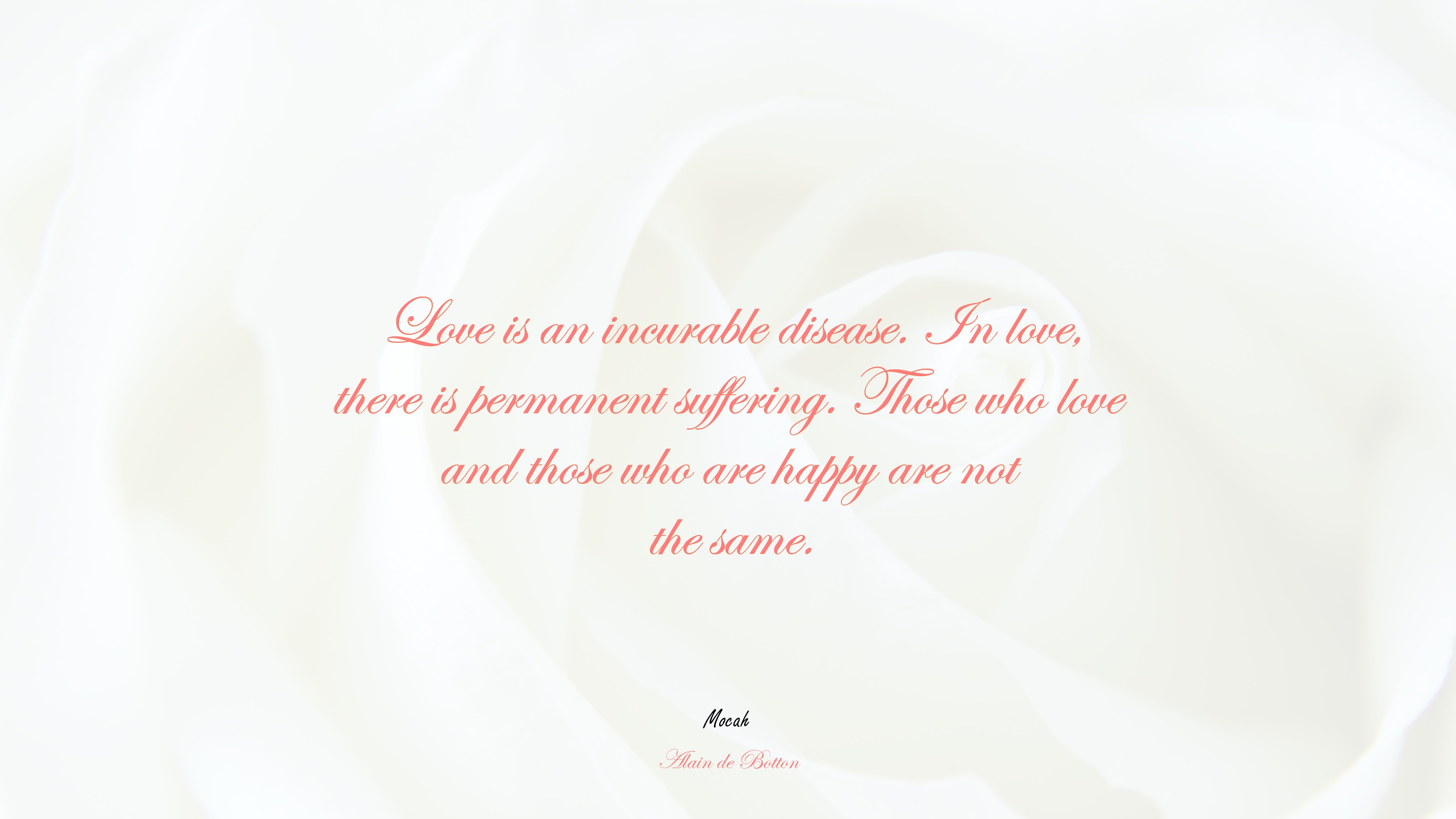 desktop with quote about love, Alain de Botton quote HD Wallpaper