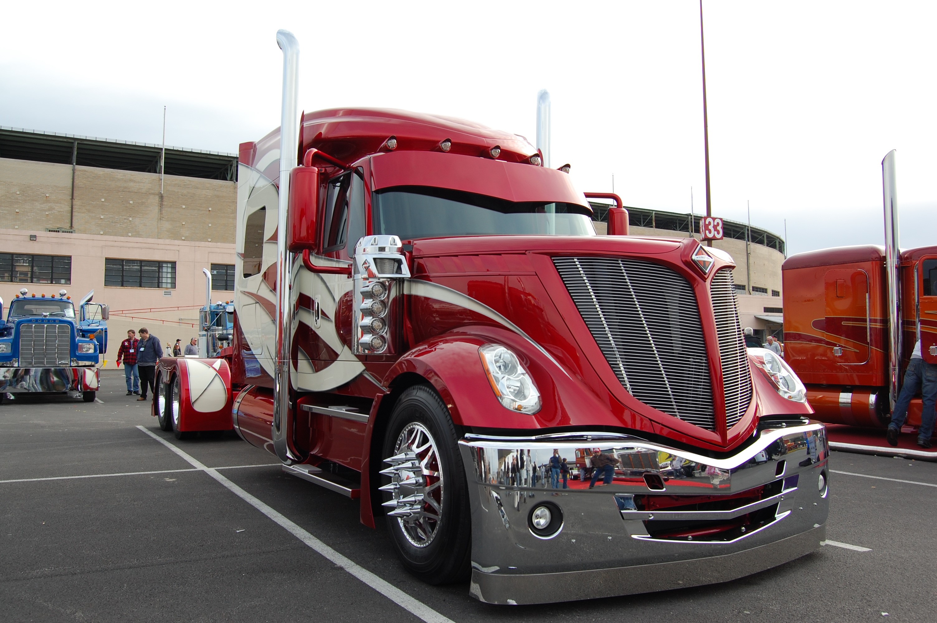 Red International Truck with Custom Paint HD Wallpaper